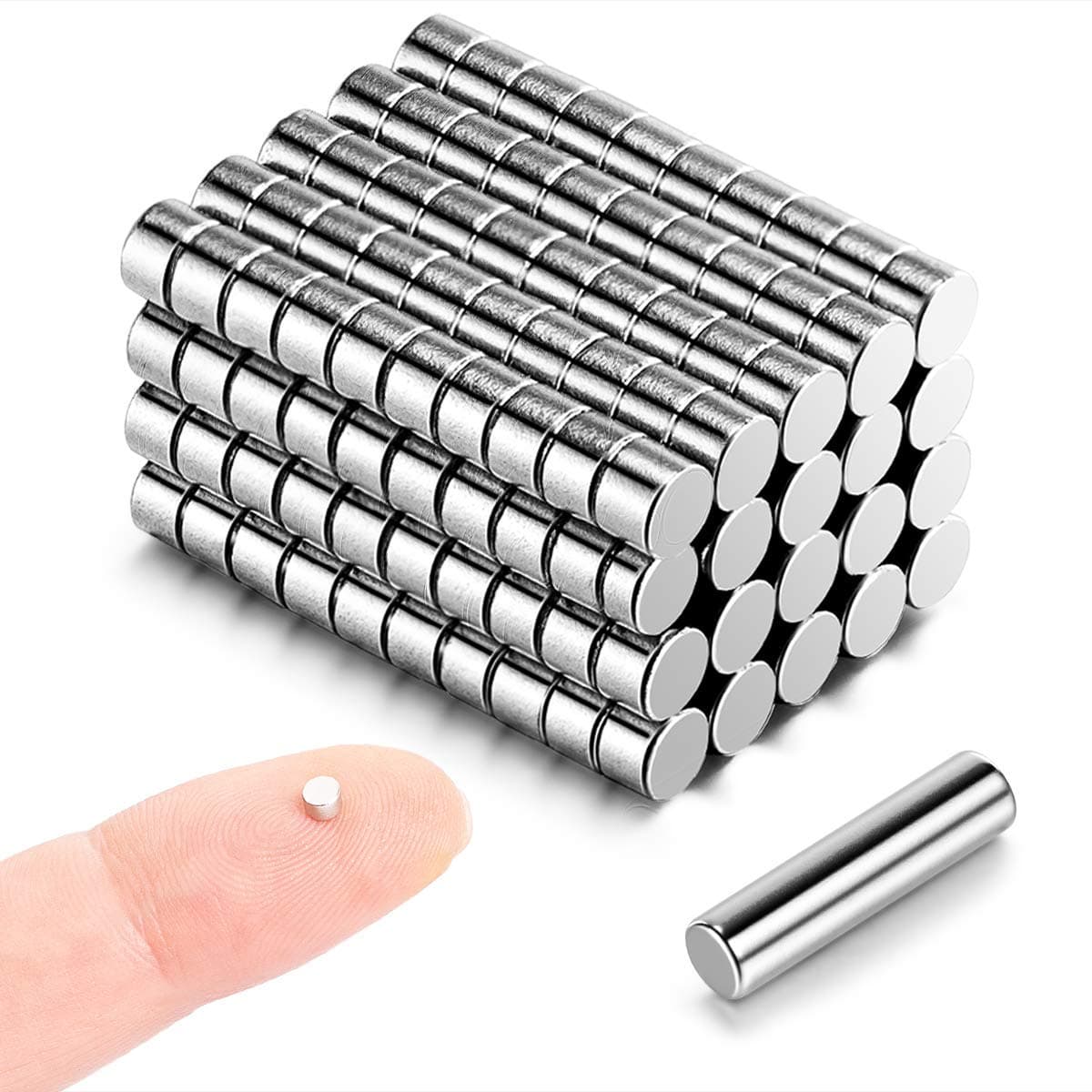 200pcs 3mmx2mm Magnets (Actual Size) - Tiny Mini Little Small Round Magnets for 3D-Printing, Crafts, Miniatures and Small Models - Come with a Storage Case