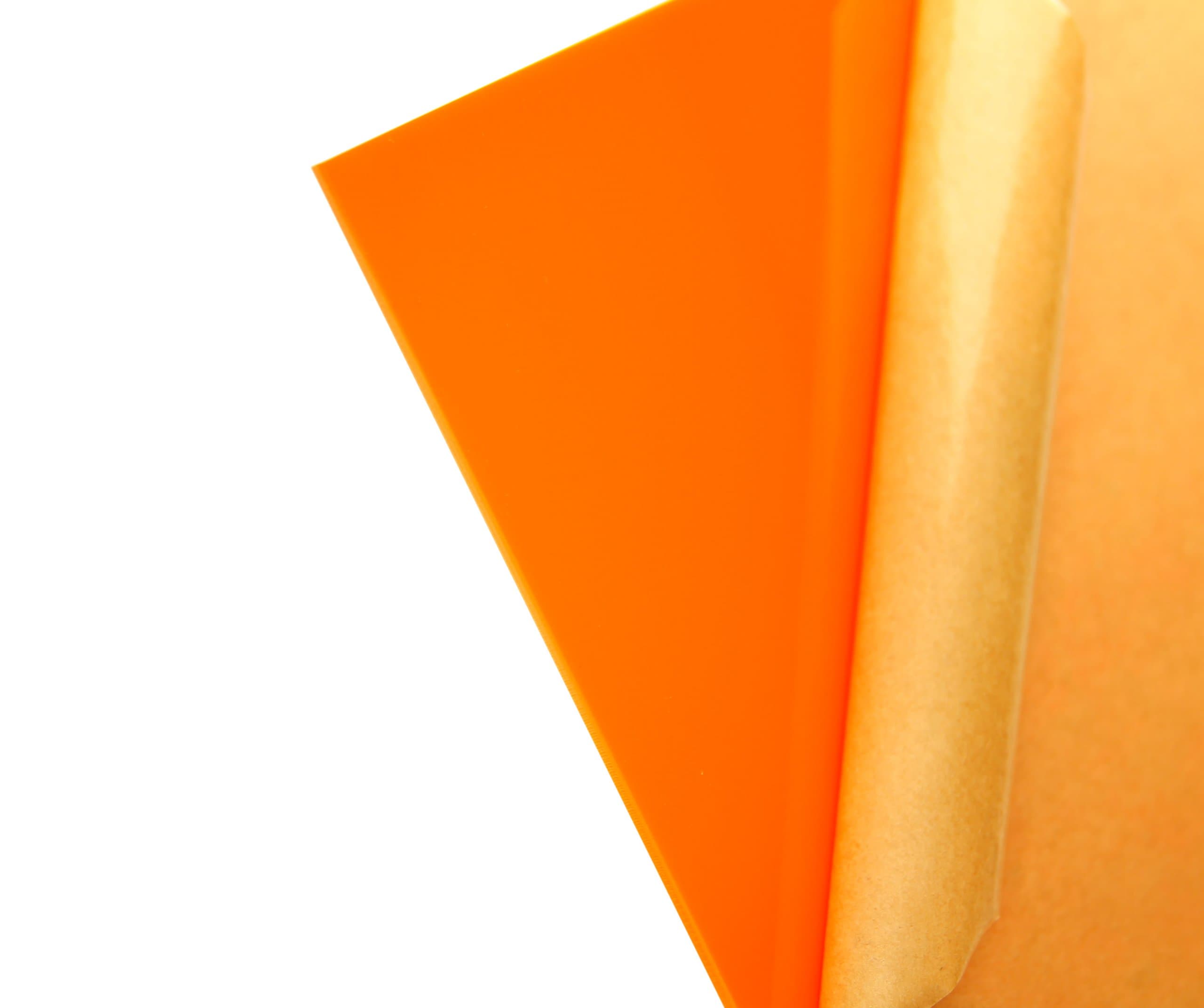 Cast Acrylic Sheet - .118" Thick, TL Orange, 12" x 24" Nominal