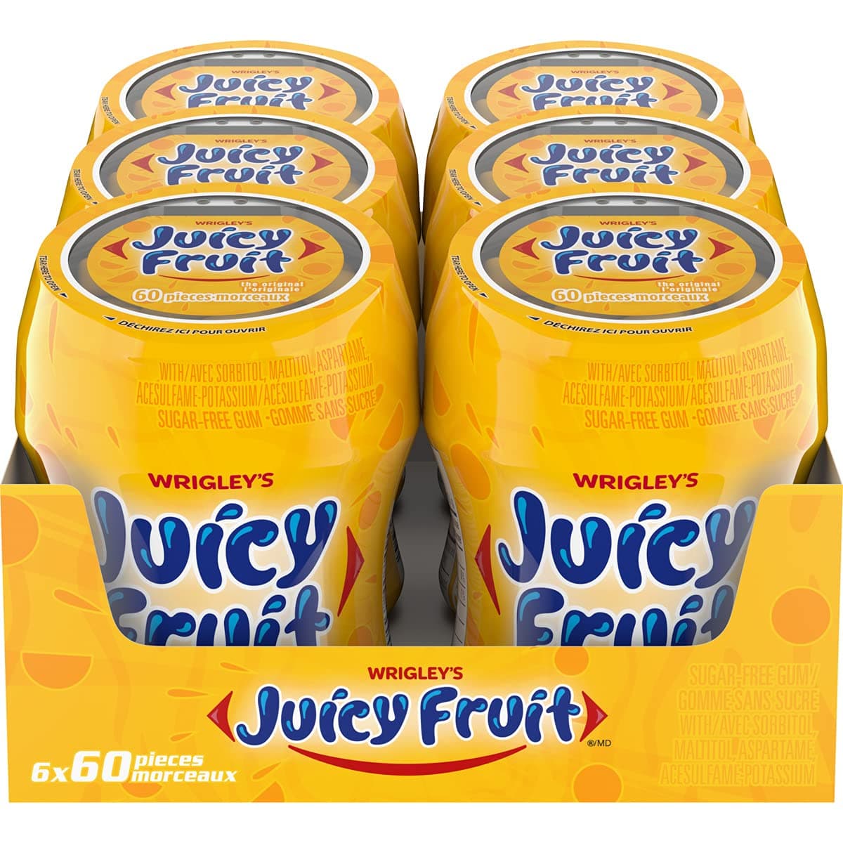 Juicy Fruit Sugar-Free Gum, 6x60ct, 360 Pieces (Imported from Canada)