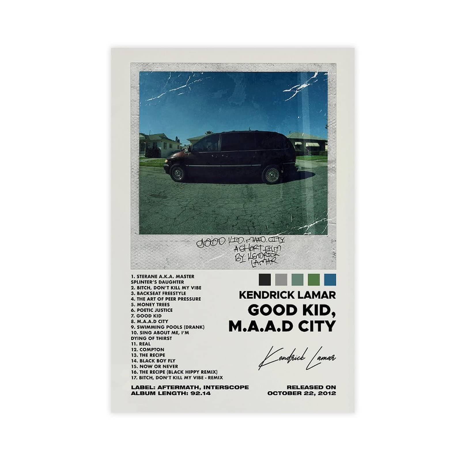 KENDRICK LAMAR Poster GOOD KID, M.A.A.D CITY Album Cover Poster Canvas Poster Bedroom Decor Sports Landscape Office Room Decor Gift Unframe-style 16x24inch(40x60cm)