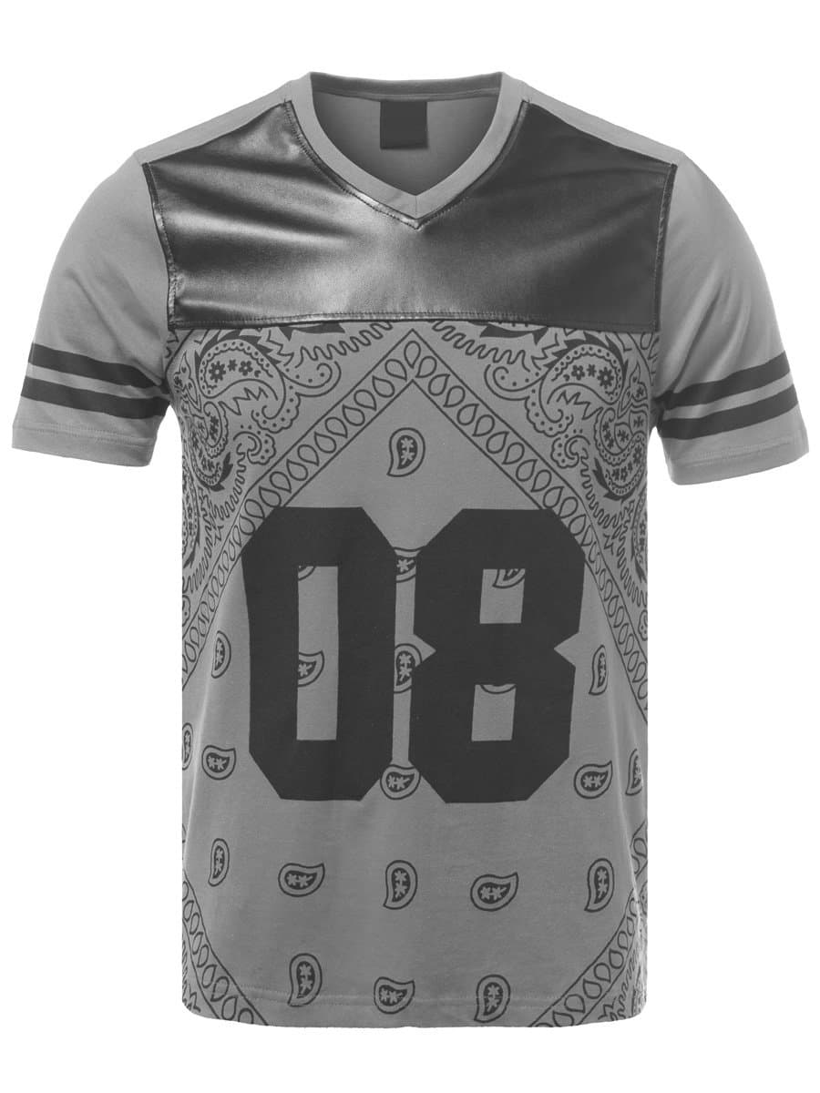 URBAN K Men's Hipster Hustle Bandana Print Crewneck T-Shirt