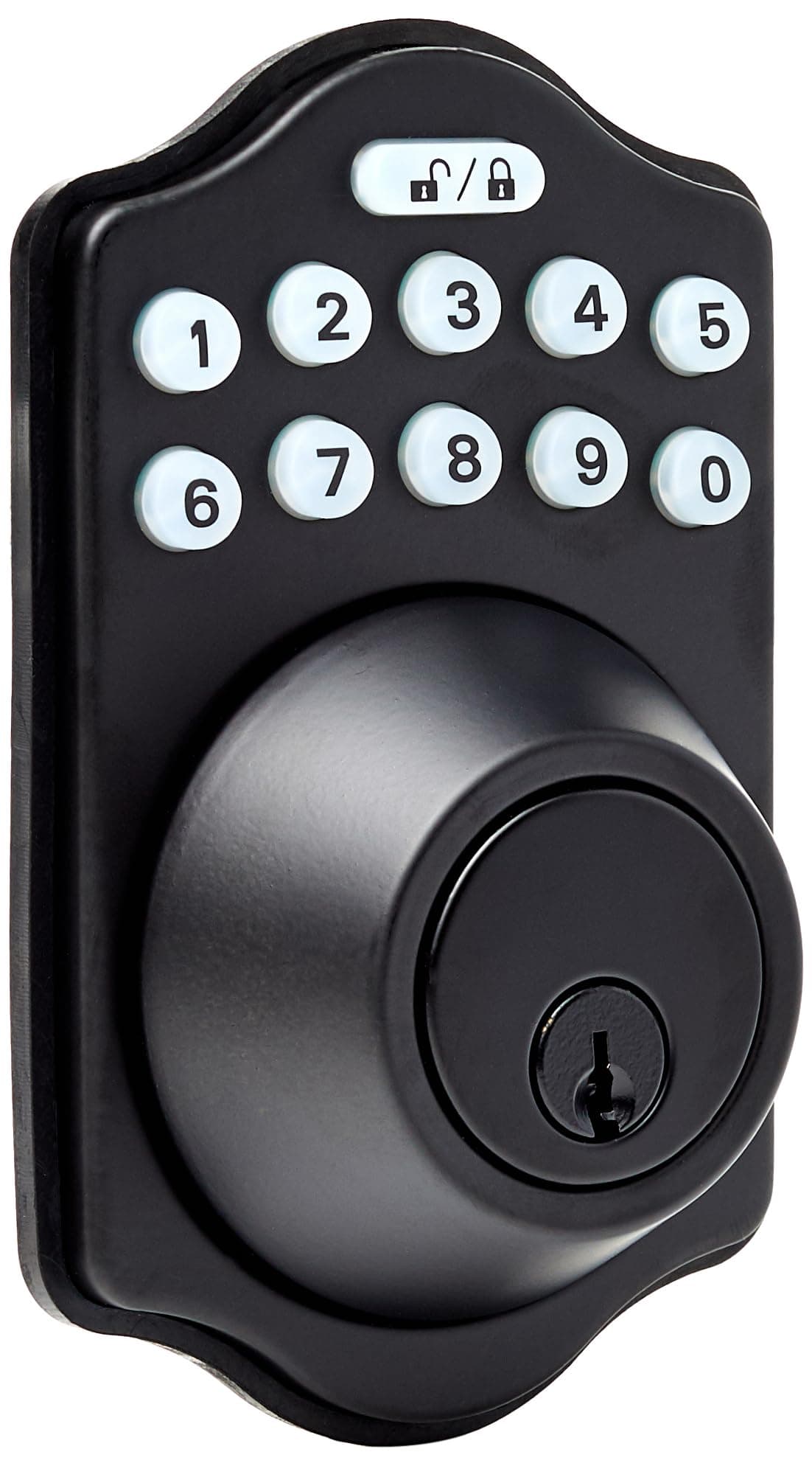 Electronic Keypad Deadbolt Door Lock with Auto Lock, Touch-Control Keyless Entry, Customizable User Codes, Traditional Design, Matte Black, 1-Pack