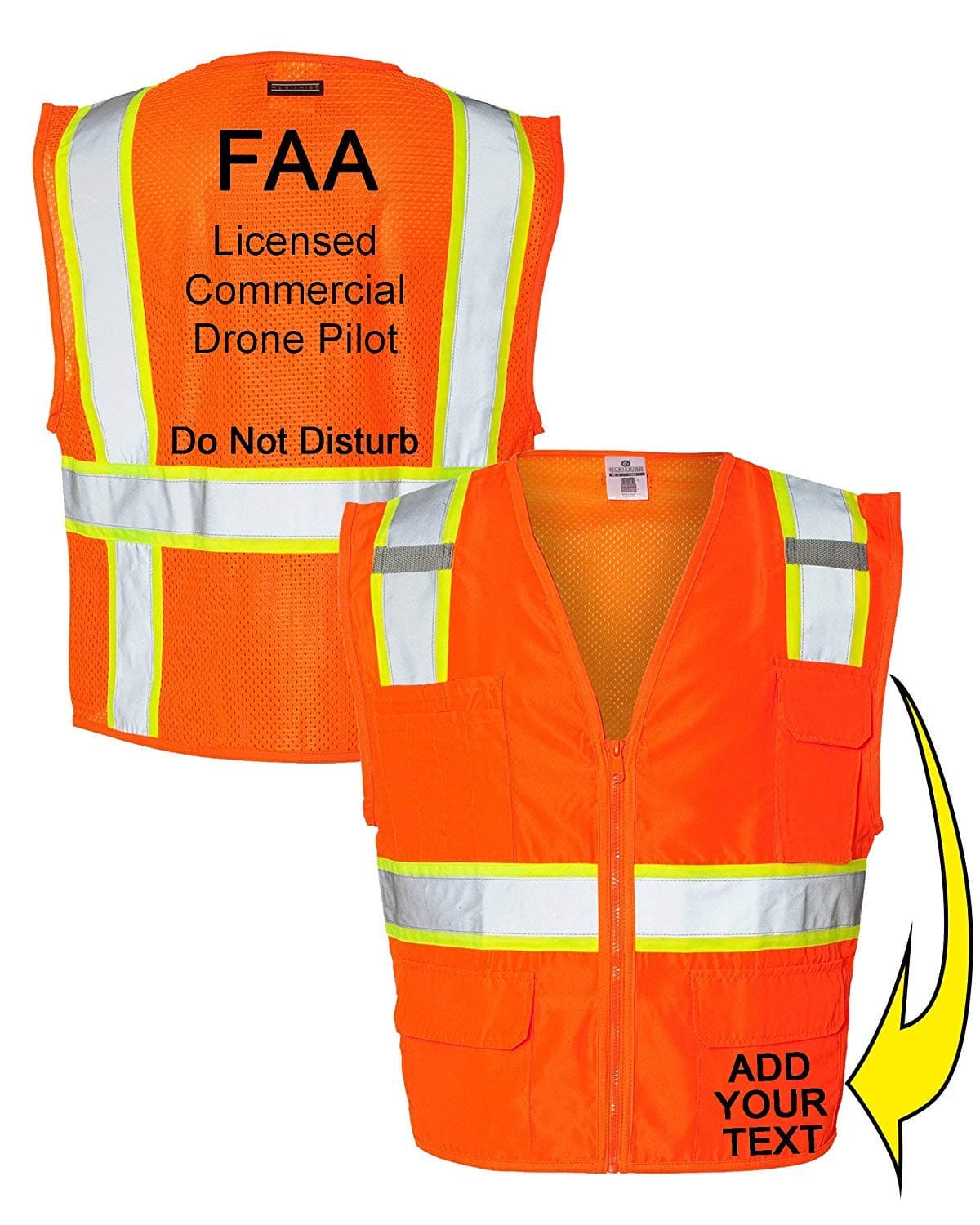 Custom Safety Reflective Mesh Vest with Zipper - Personalized Drone Pilot Vest