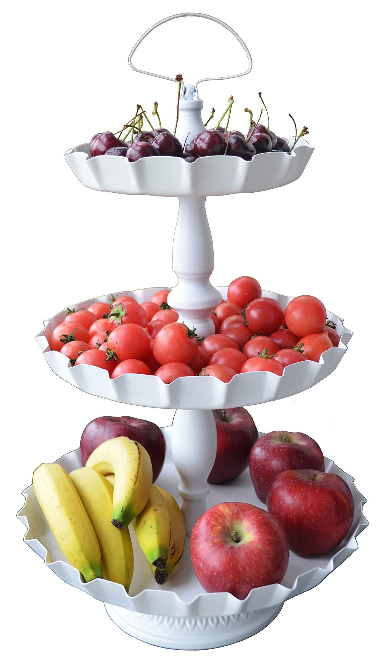 Metal 3 Tier Cupcake Stand Industrial Fruit Stand,White Color