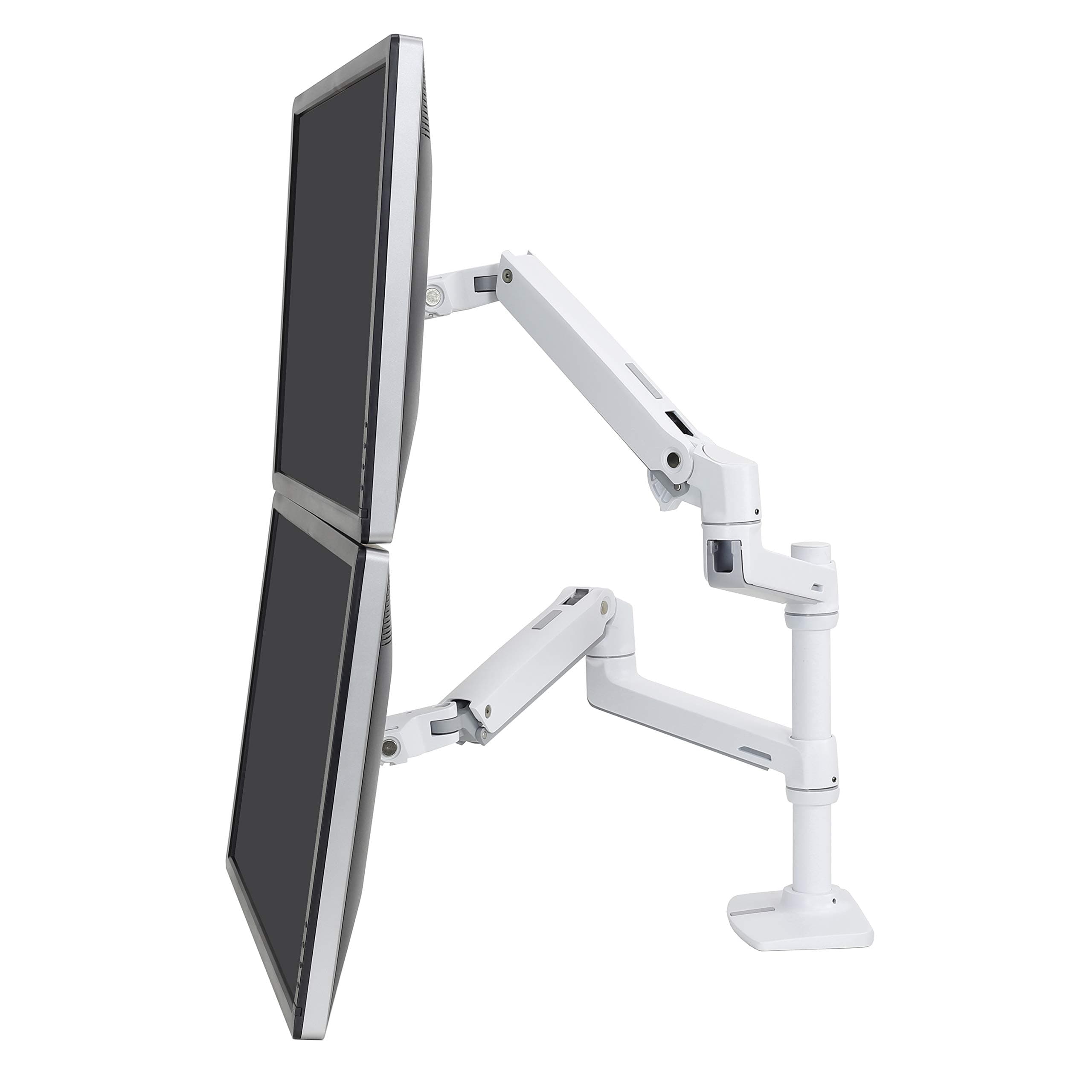 Ergotron 45-492-216 LX Dual Stacking Arm Aluminium Durable Steel Mounting Kit for 2 LCD Displays/Desktop Stand - White