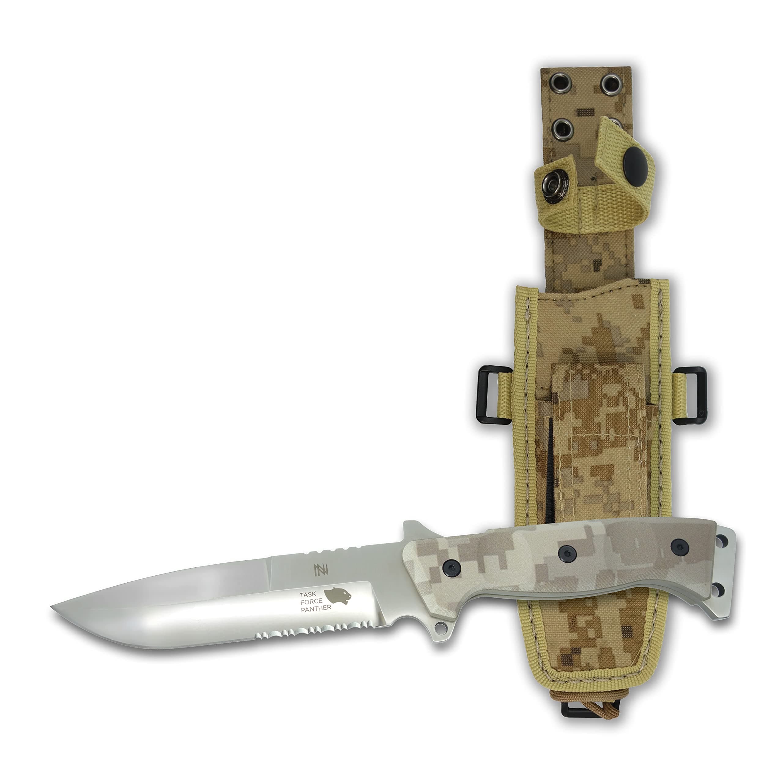 Panther Hunting Knife - 6-" Blade - Green-Beige Micarta Handle - Day Forest Camo