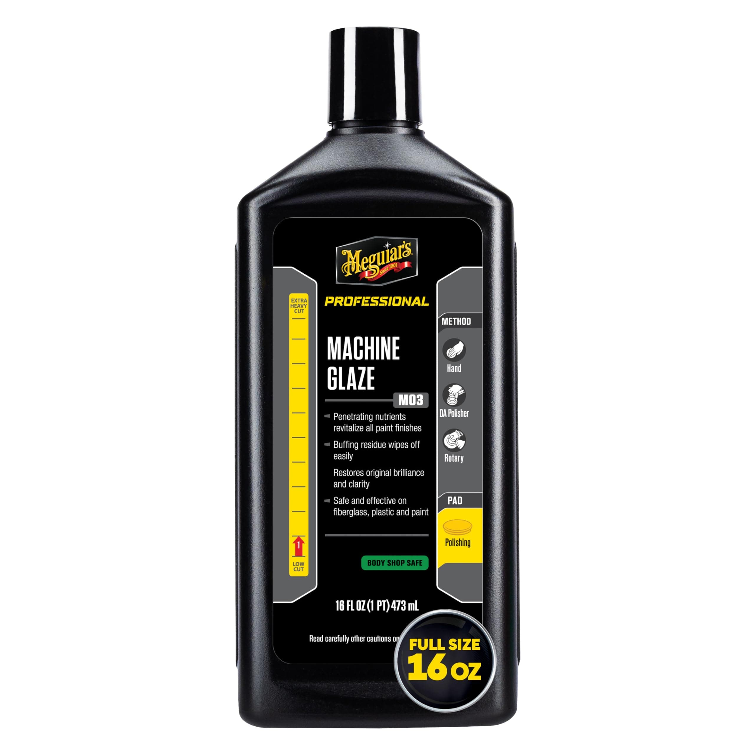 Meguiar's Professional Machine Glaze M0316 - Premium High Gloss Polish to Remove Light Swirls and Add Gloss and Shine - Machine Polish That Enhances and Restores Shine and Clarity, 6 Pack