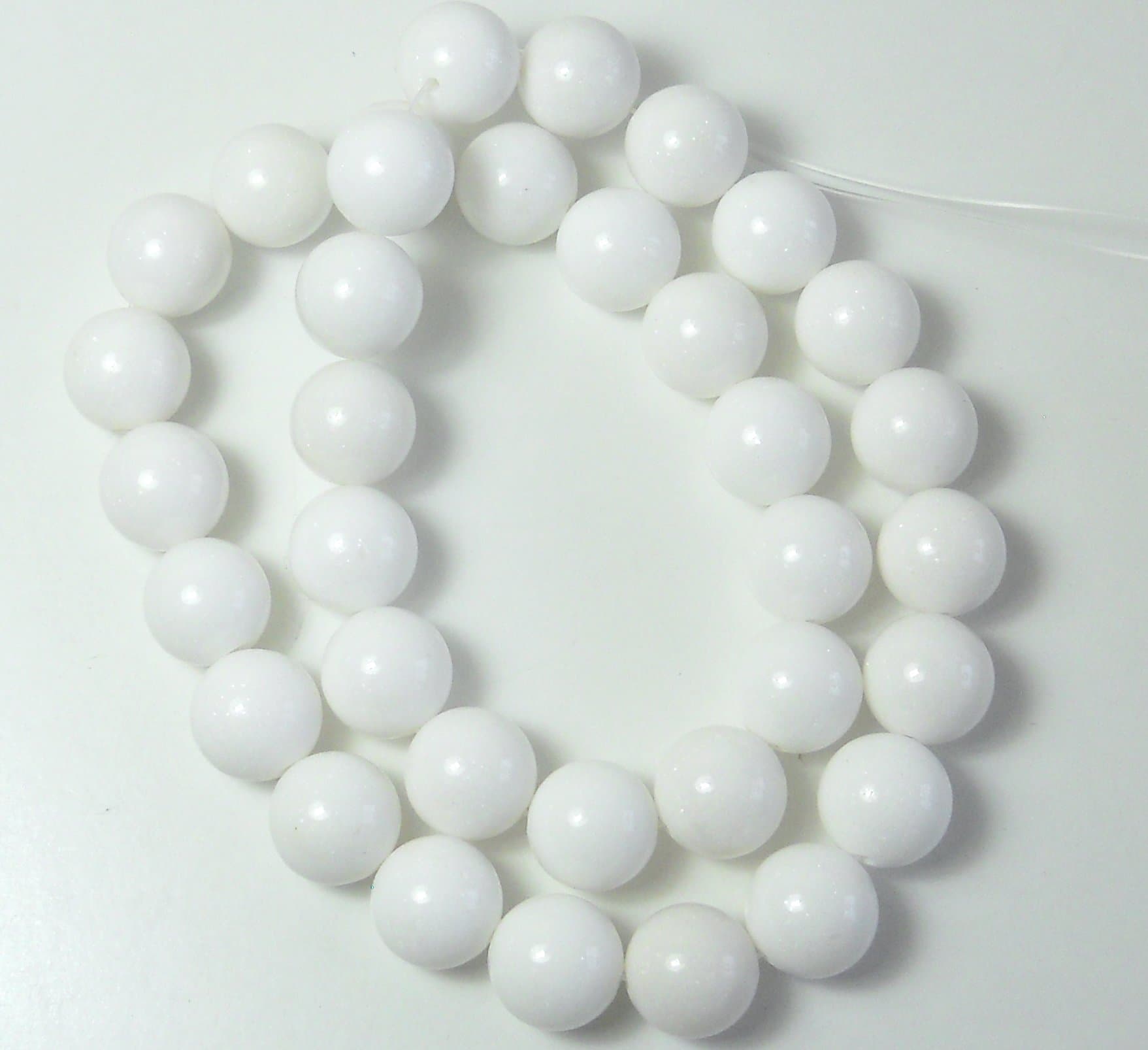 White Mountain Jade Dyed Dolomite Marble Gemstone 12mm Round Beads 15 Inch Loose Strand Approx 33-34 Beads a Grade