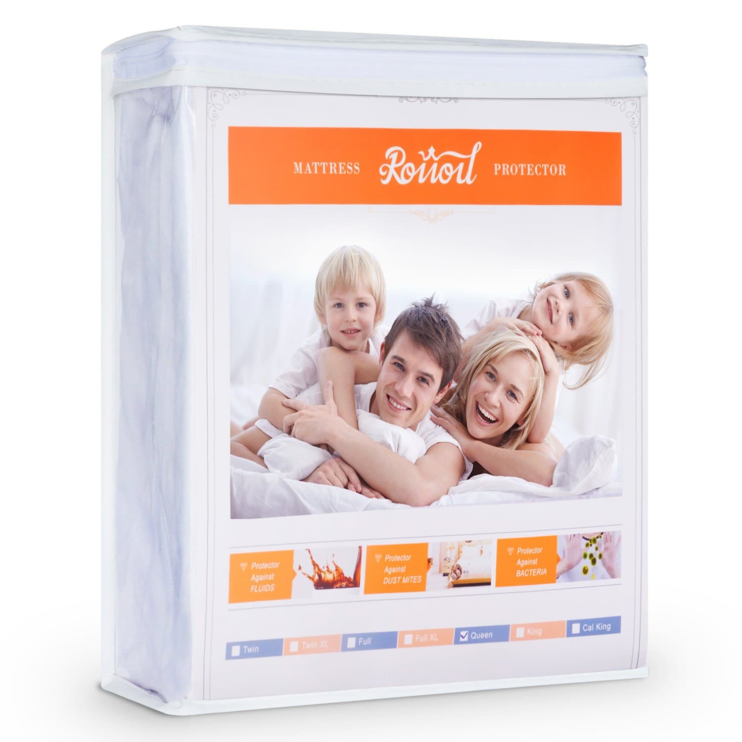 Roiiou Queen Size Premium Hypoallergenic Waterproof Mattress Protector - 100% Waterproof - Vinyl Free