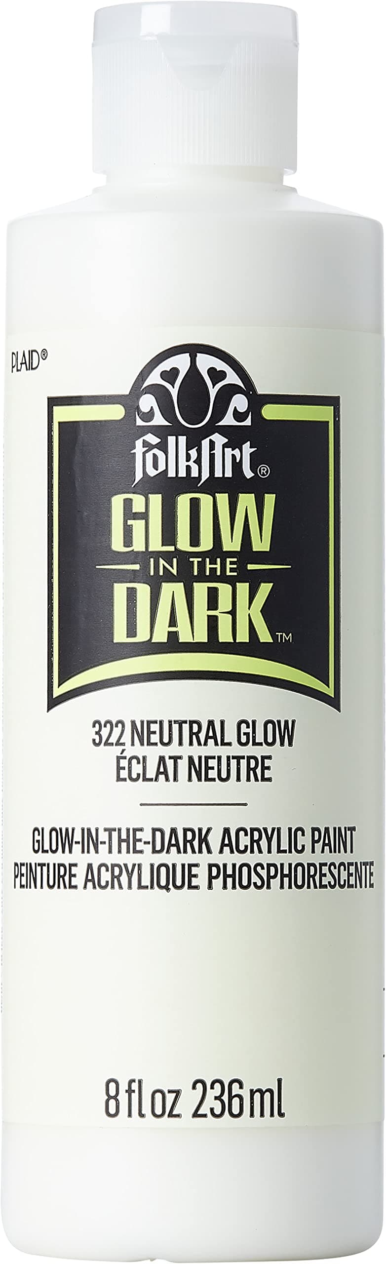 FolkArt glow in the dark Acrylic paint, 8 oz, Neutral 8 Fl Oz