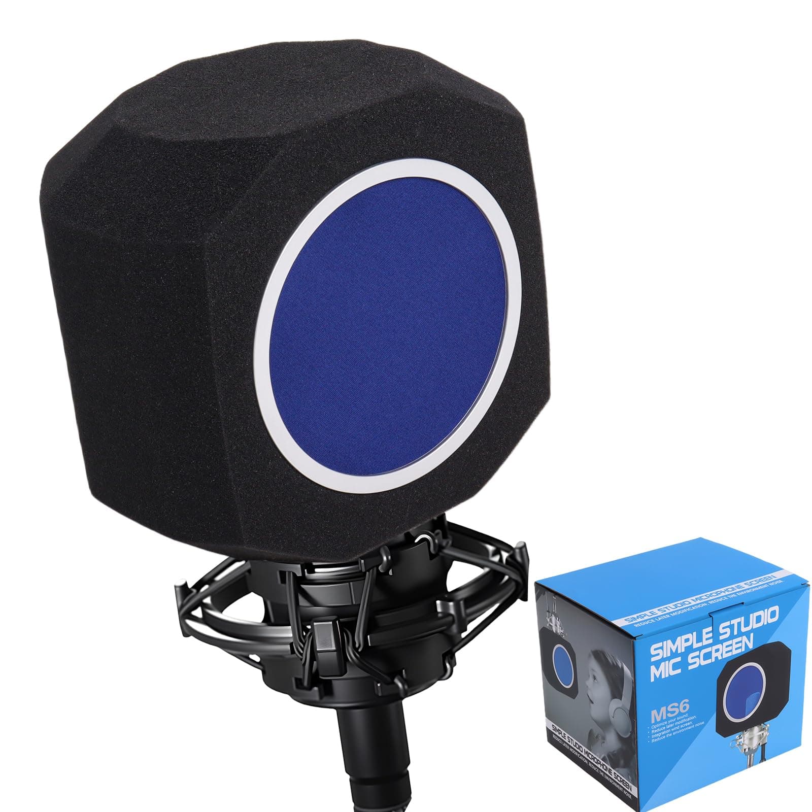 Pro-Grade Microphone Isolation Ball & Pop Filter — High-Density Acoustic Foam Noise Reduction Shield for USB & Condenser Mics, Portable Vocal Recording Sound Absorption for Podcast, Studio & Streaming