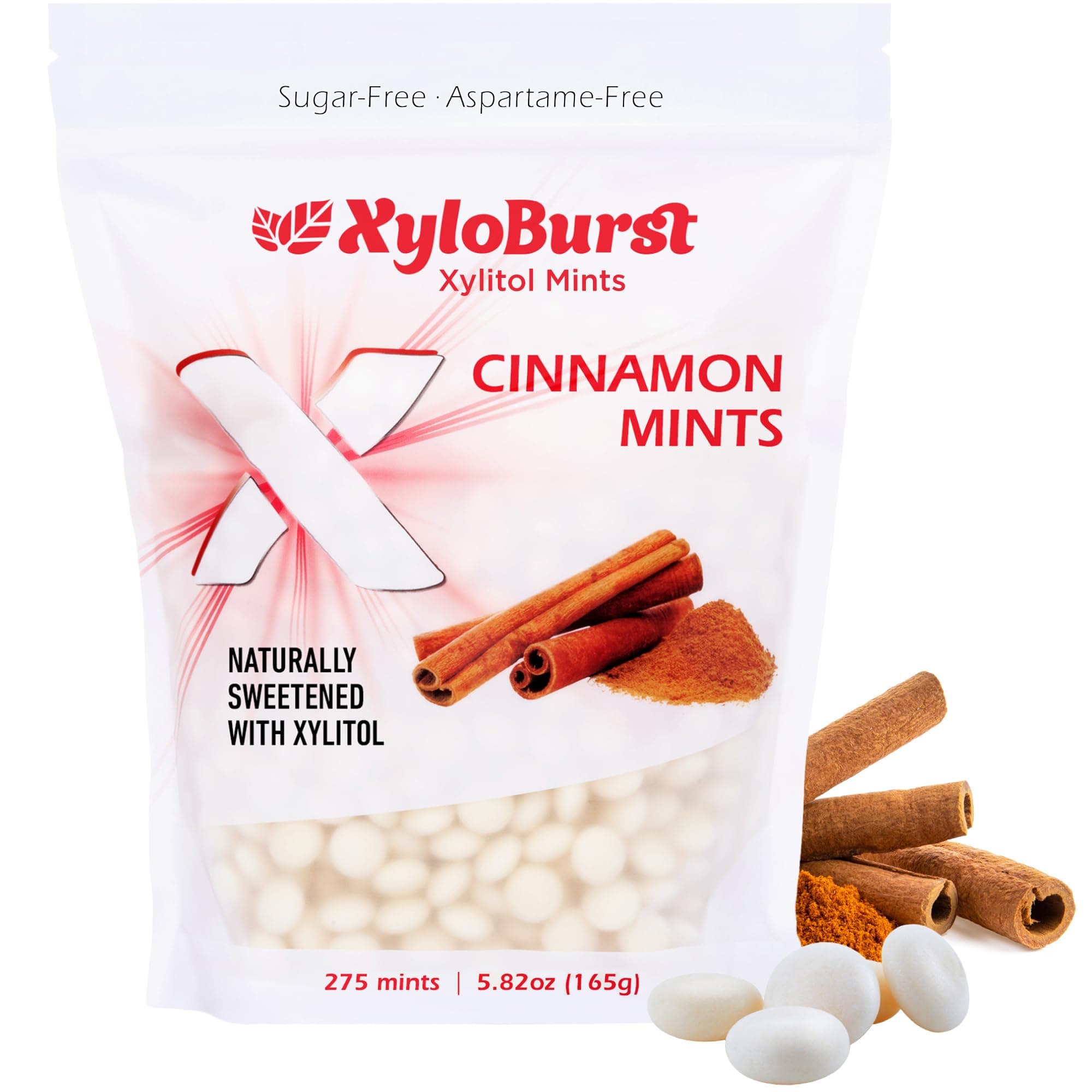 Mints Sugar Free Cinnamon Mint candies with Xylitol - Aspartame Free, Gluten Free, Vegan & Keto Friendly 275 Bulk Mints Bag
