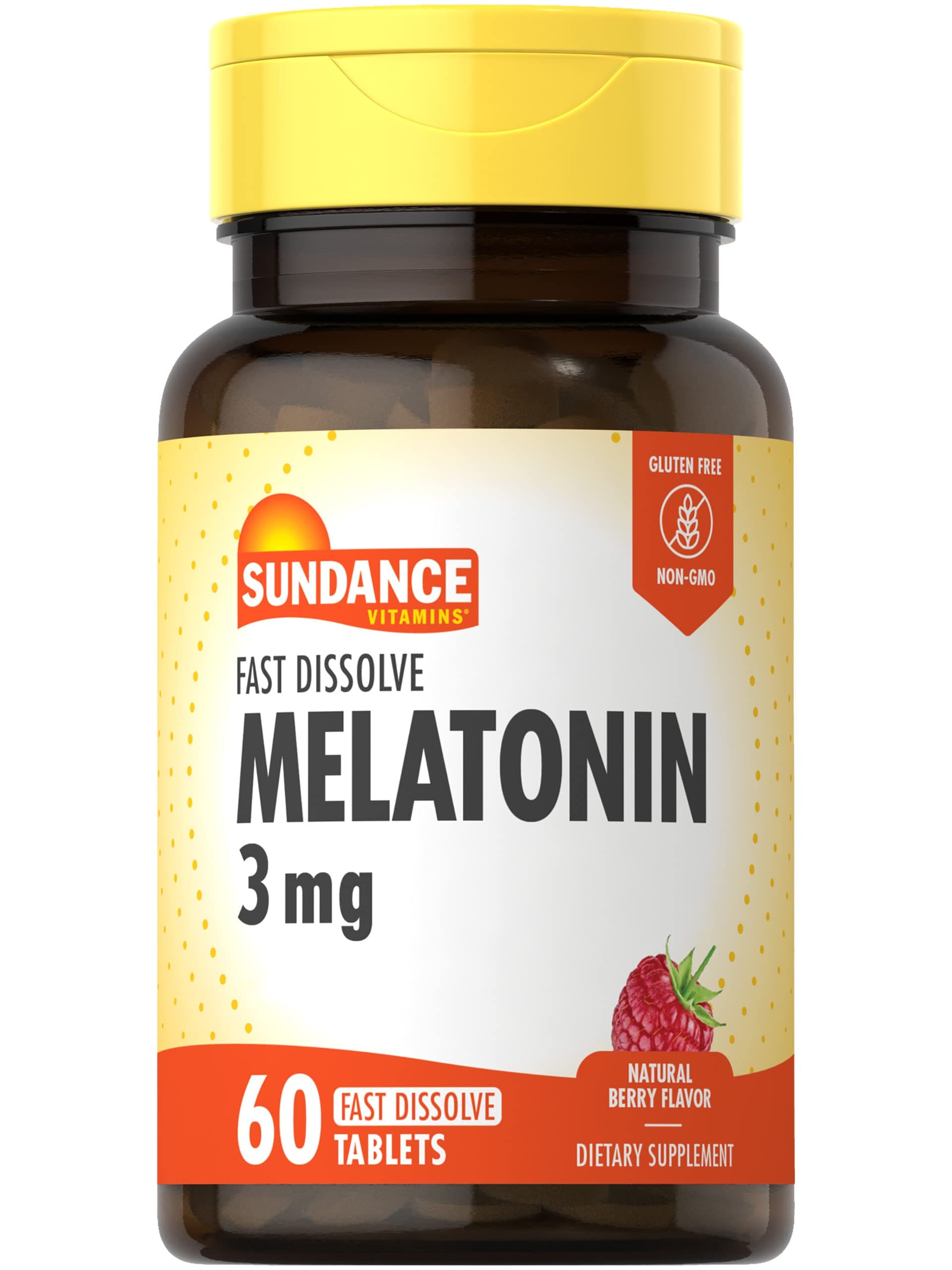 Melatonin 3mg Fast Dissolve | 60 Vegetarian Tablets | Natural Berry Flavor | Vegetarian, Non-GMO, and Gluten Free Supplement