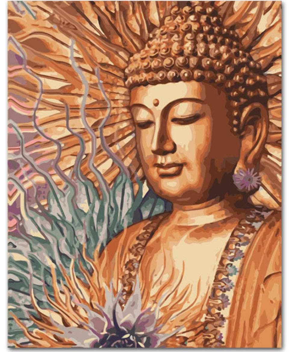 Giunuak Diy Digital Oil Painting Buddha Statue Diy Painting By Numbers Wall Art Picture Acrylic Canvas Painting For Living Room