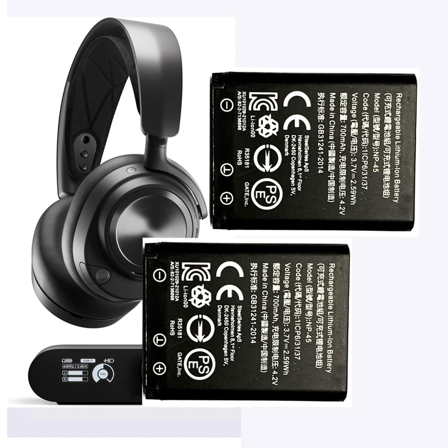 𝟮𝟬𝟮𝟰 𝗡𝗲𝘄 𝗨𝗽𝗴𝗿𝗮𝗱𝗲𝘀 NP-45 Battery Replacement for Steelseries Arctis Nova Pro Wireless Headset, for Arctis Nova Pro Wireless Headset for Xbox,for PlayStation 2-Pack