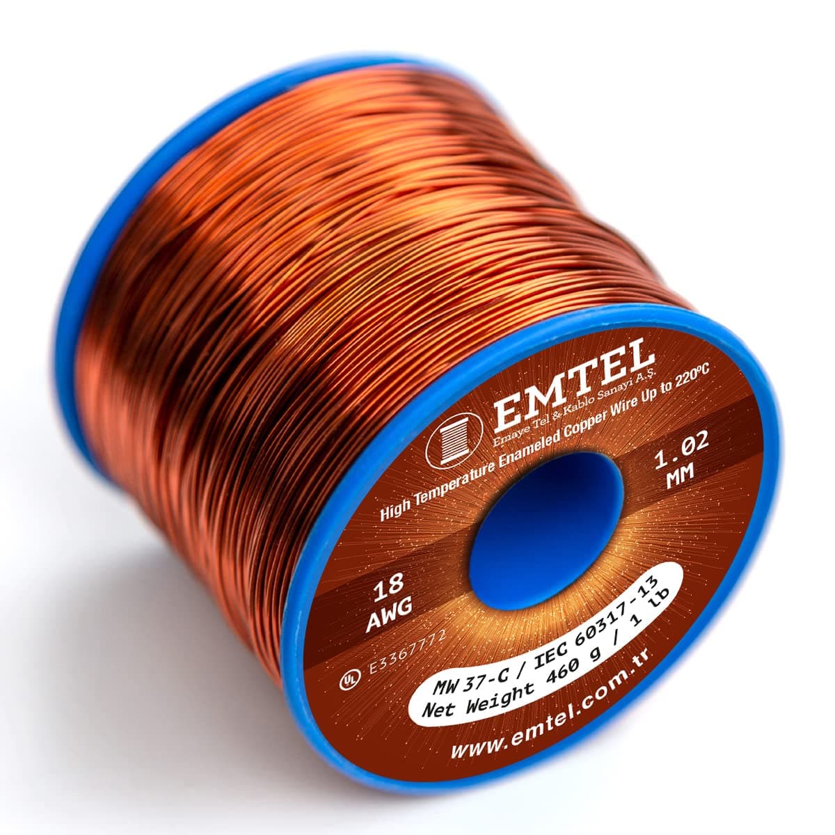 Emtel 18 AWG - 1 lb (202 feet) 99.9% Pure Copper Wire, Enameled Magnetic Wire for Motor, Transformer, Magnetic Coil, & Electroculture Gardening, Winding Magnet Wire - 220°C (428°F) Thermal Class