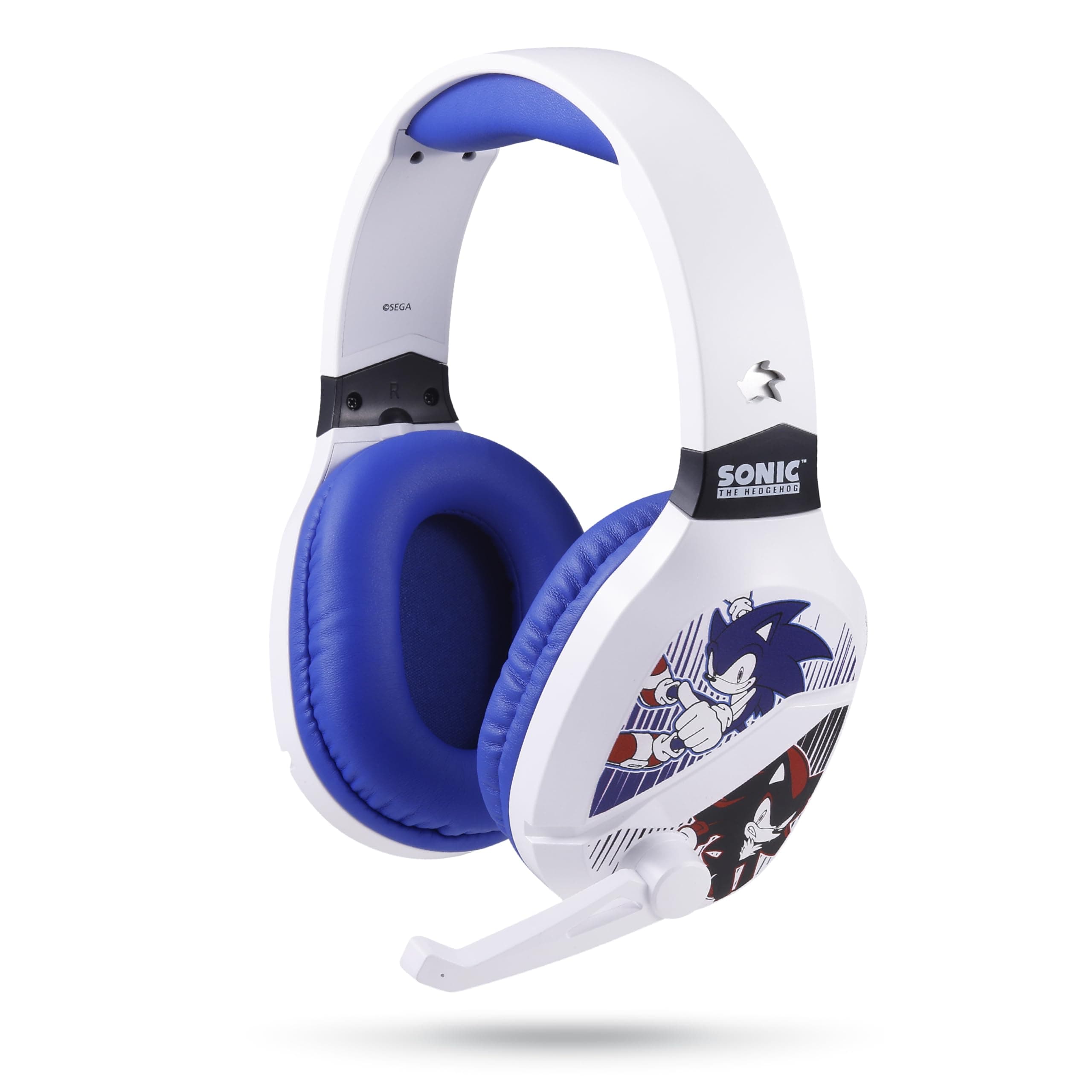 Vivitar Sonic The Hedgehog Wireless Gaming Headset with Bluetooth, Low Latency, Cushioned Ear Cups, Boom Mic for PC, Phone, Gaming Headphones with Adjustable Microphone