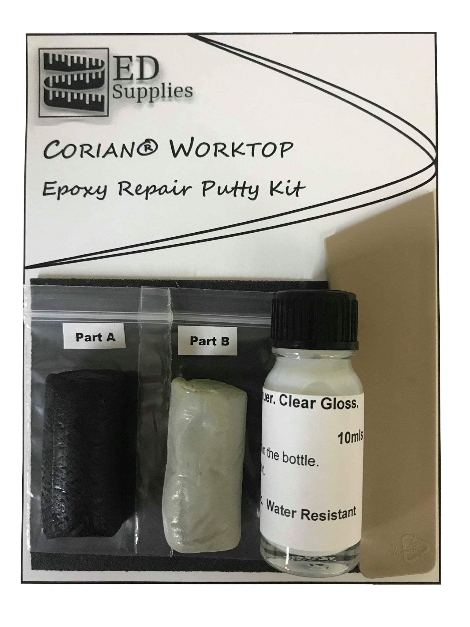 Corian® Worktop Epoxy Repair Putty Kit - Repairs Chips, Cracks & Defects. (Black)