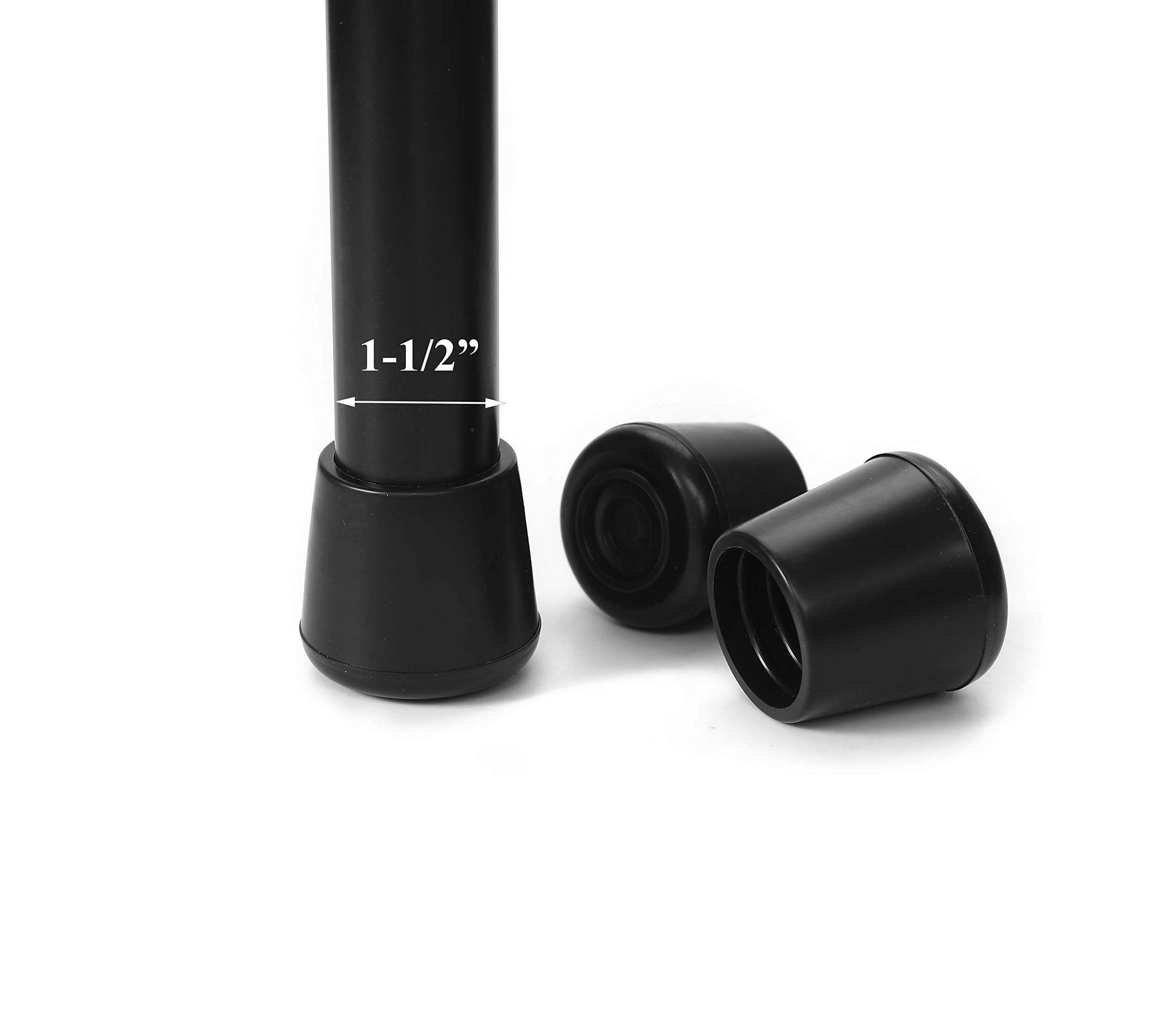 Furnigear Chair Leg Tips Caps Non-Slip Rubber Leg Tips 1-1/2” Inner Diameter Chair Leg Floor Protectors Round Black 4 Pack (Fit Round Diameter 38-39mm)