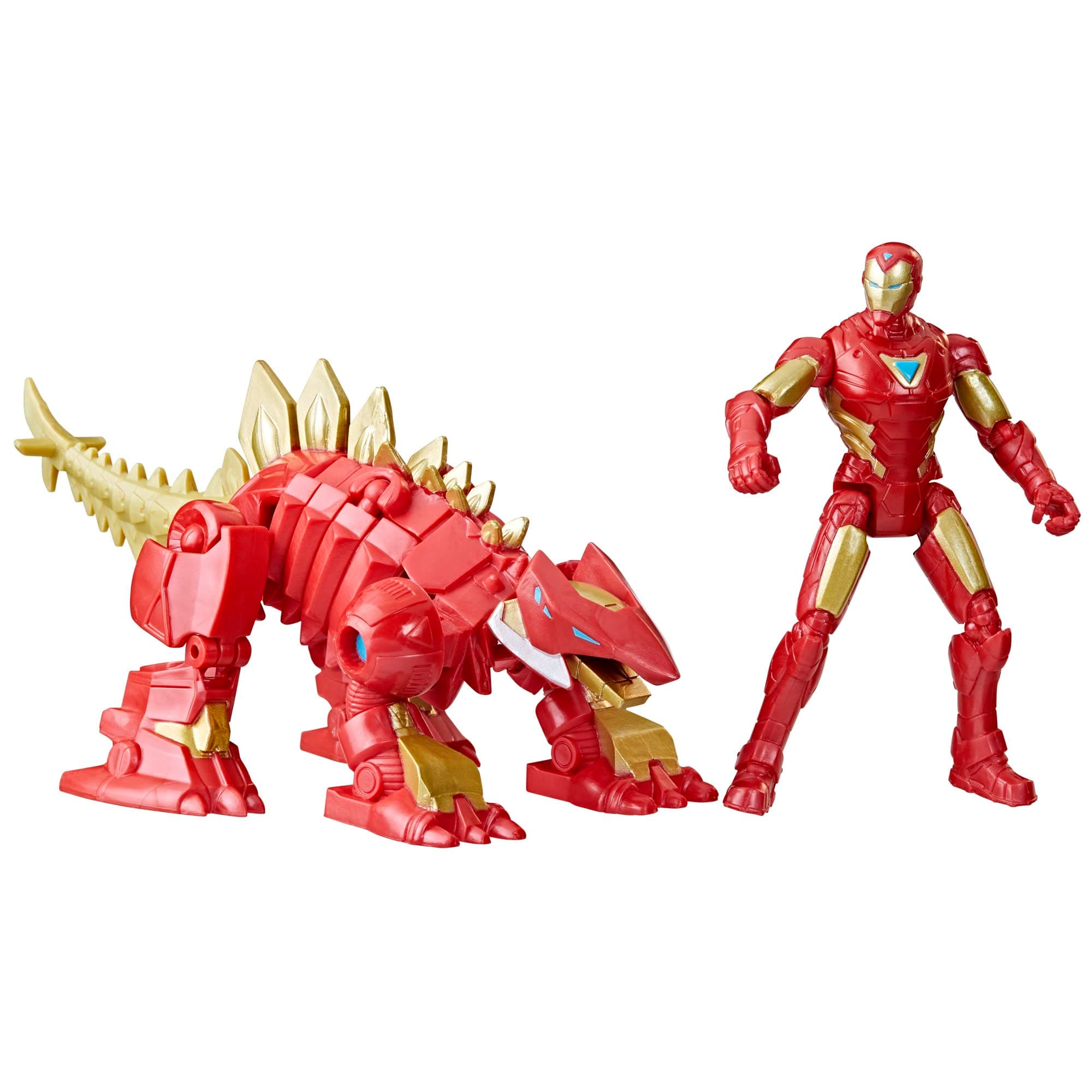 Mech Strike Mechasaurs, 4-Inch Iron Man with Iron Stomper Mechasaur Action Figures, Super Hero Toys for Kids Ages 4 and Up