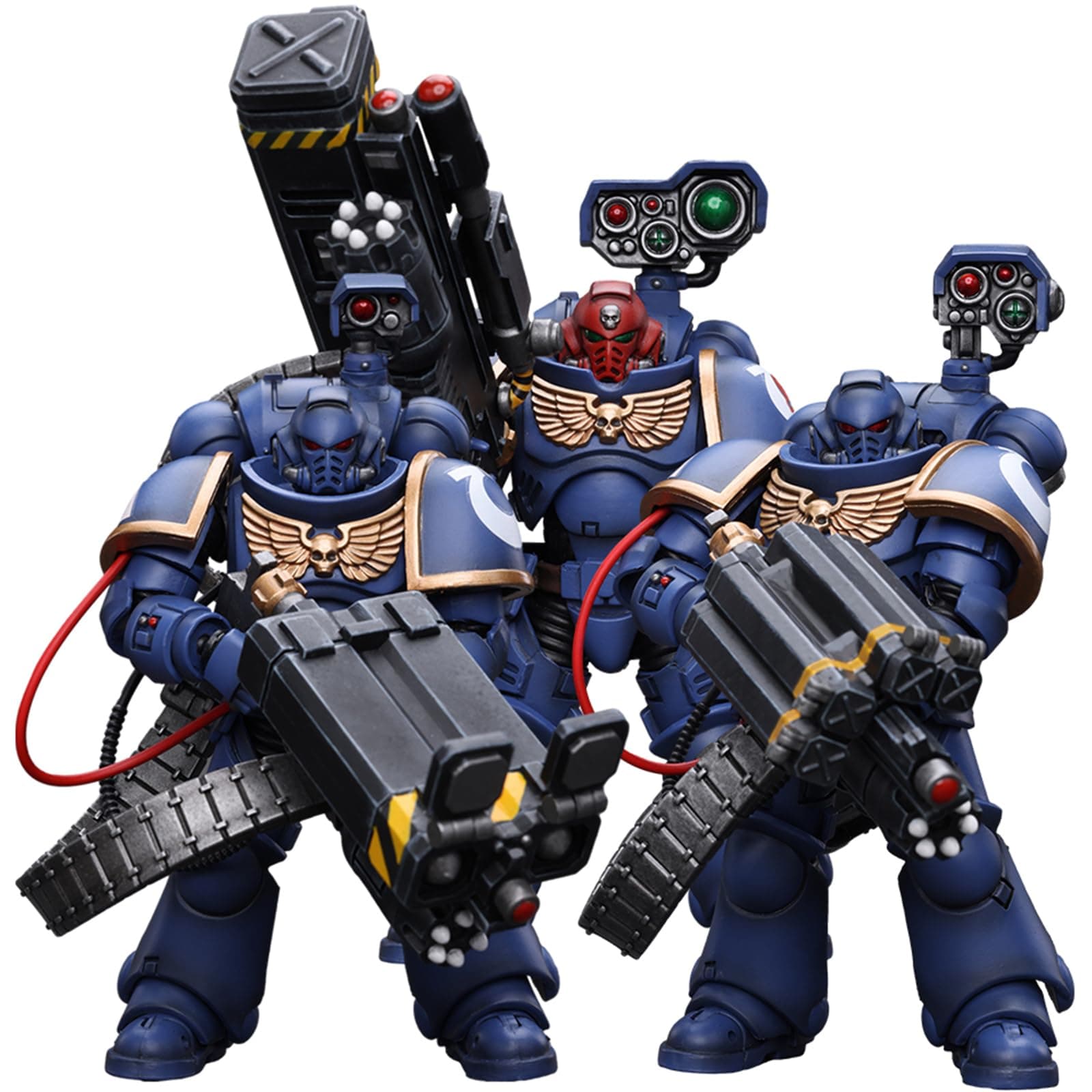 JT8803+JT8810+JT8827 Warhammer 40K The Ultramarines, Ultramarines Desolation Marine Tactical Team Three person group 1/18 Action Figures Soldier Model Set