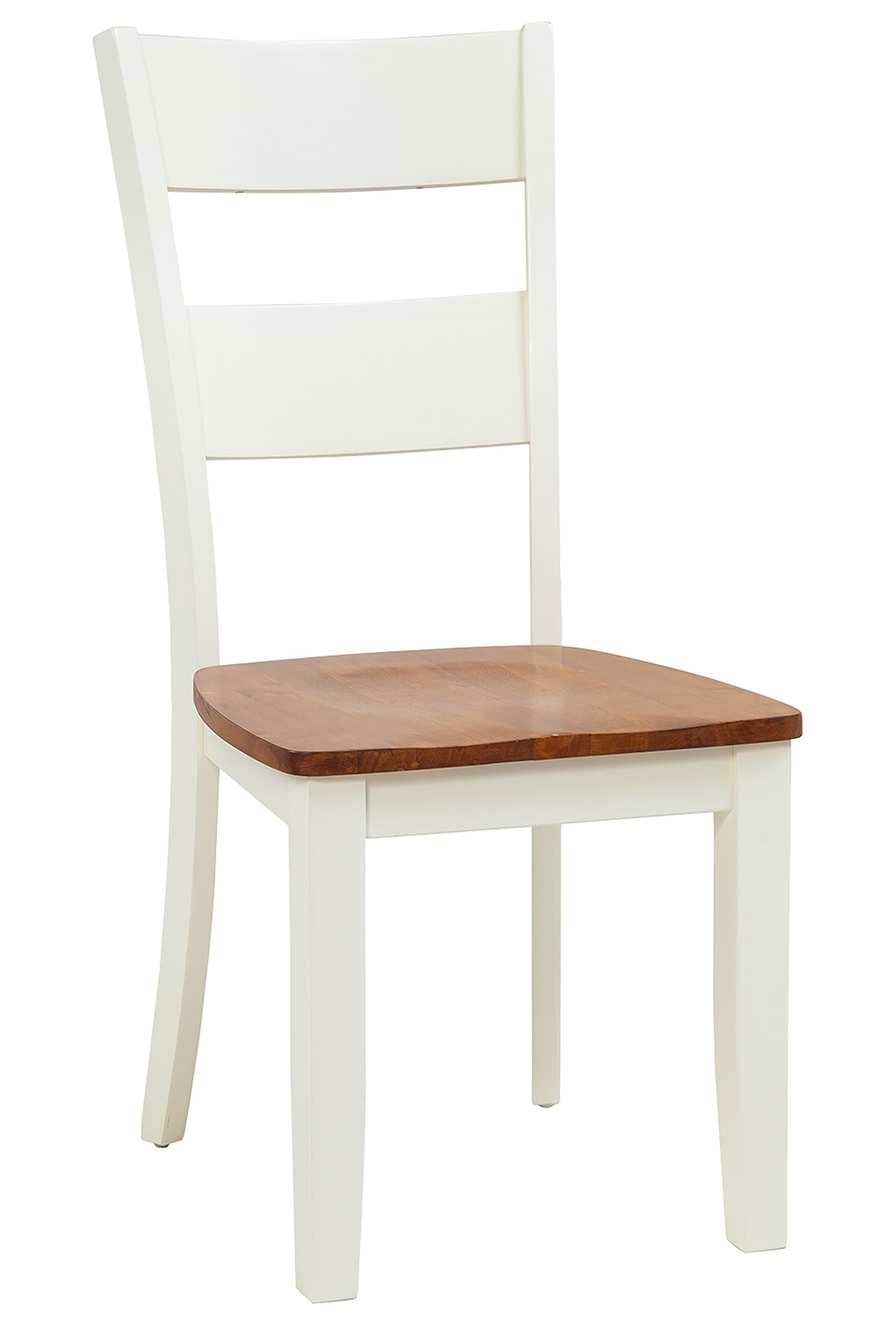 Two Sturdy Dining Chairs, Oak/White