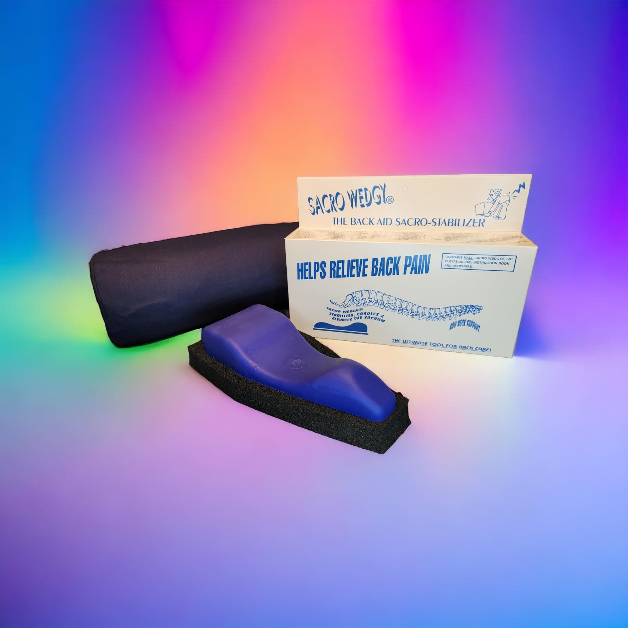 Sacro Wedgy - MALE Version * COMPLETE SYSTEM: Includes Sacro Wedgy and Cervical Support Pillow. - The Back Aid Sacral Stabilizer - Helps Releive Back Pain