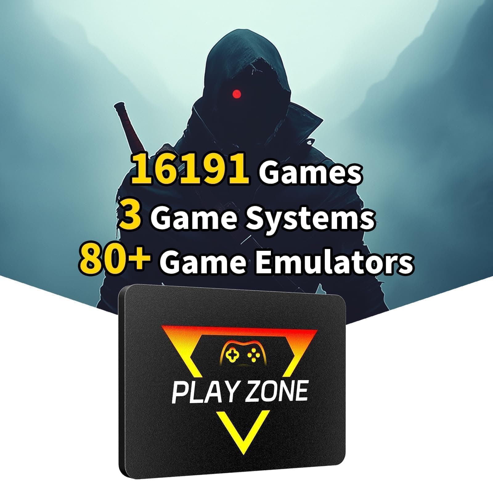 Game Console HDD with 3 Game Systems, Video Game Console with Built in 16191 Games, Emulator Console has 80+ Emulators, Game SSD for PC (Playzone)