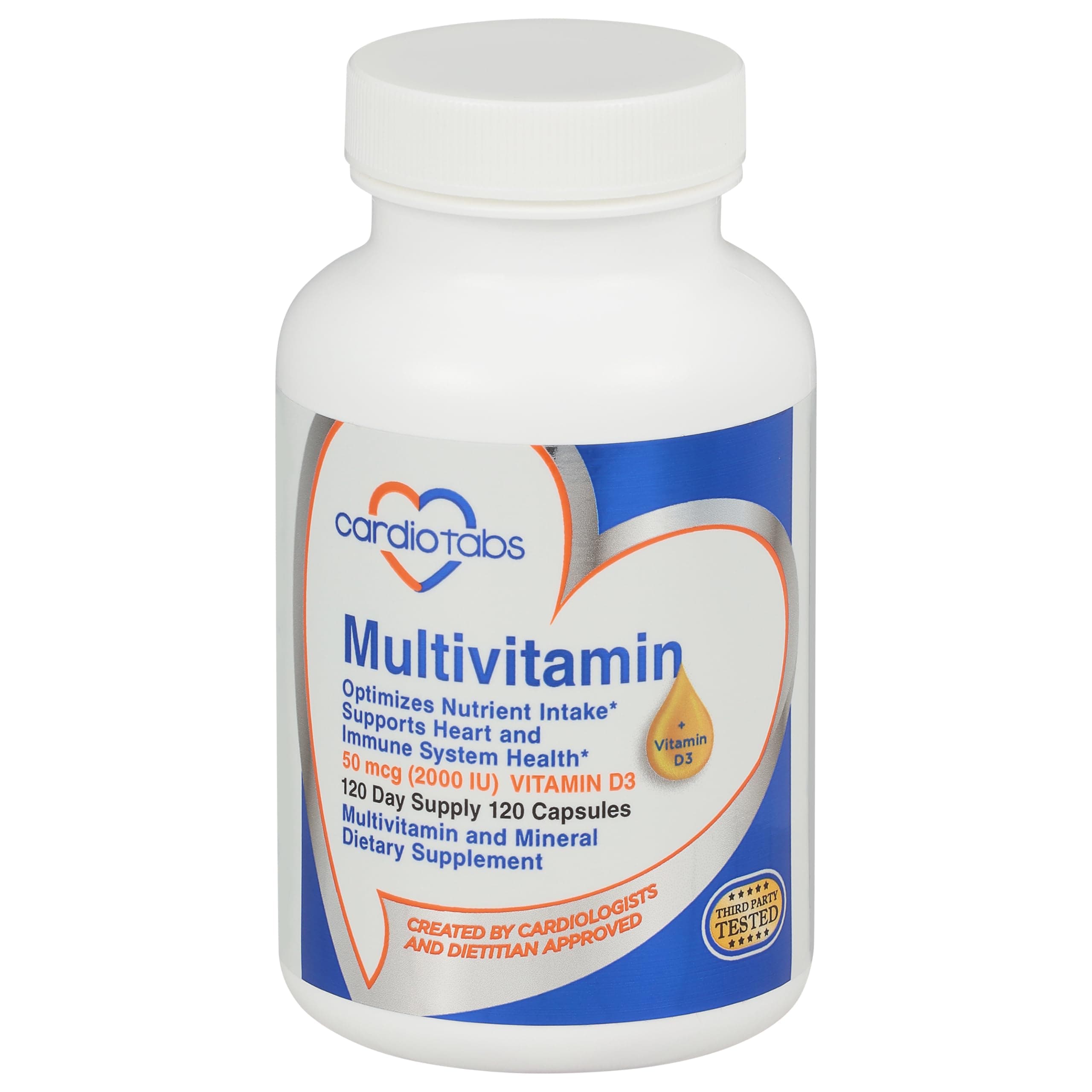 Multivitamin - Heart and Immunity Supplements for Men & Women, Multivitamin for Men & Women, with Minerals B-Vitamin Complex, Vitamins A, C, E, K and 2000 IU Vitamin D3, 120-Count Bottle