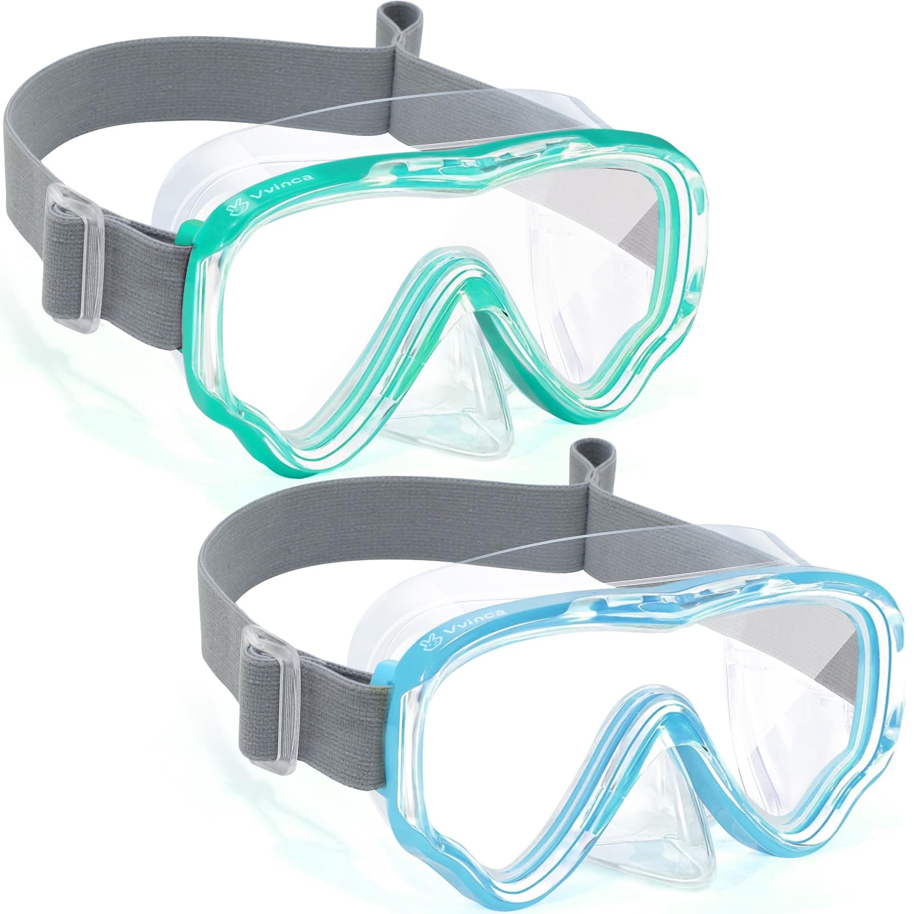 Kids-Goggles with Nose Cover, Diving Mask Elastic Fabric Strap Anti Fog Anti Shattered Lens for Kids Swim Goggles 3-14