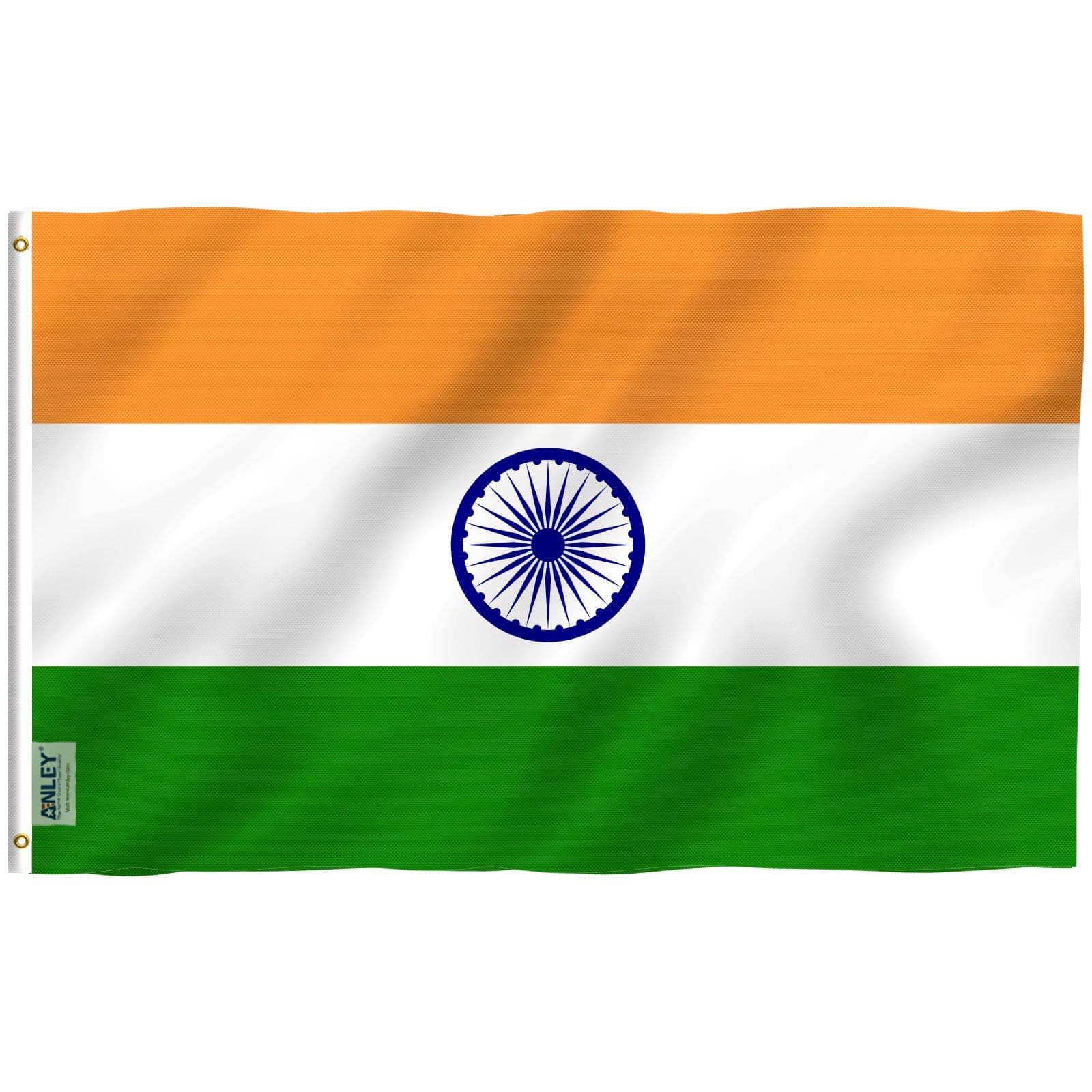 ANLEY Fly Breeze 3x5 Foot India Flag - Vivid Color and Fade Proof - Canvas Header and Double Stitched - Indian National Flags Polyester with Brass Grommets 3 X 5 Ft
