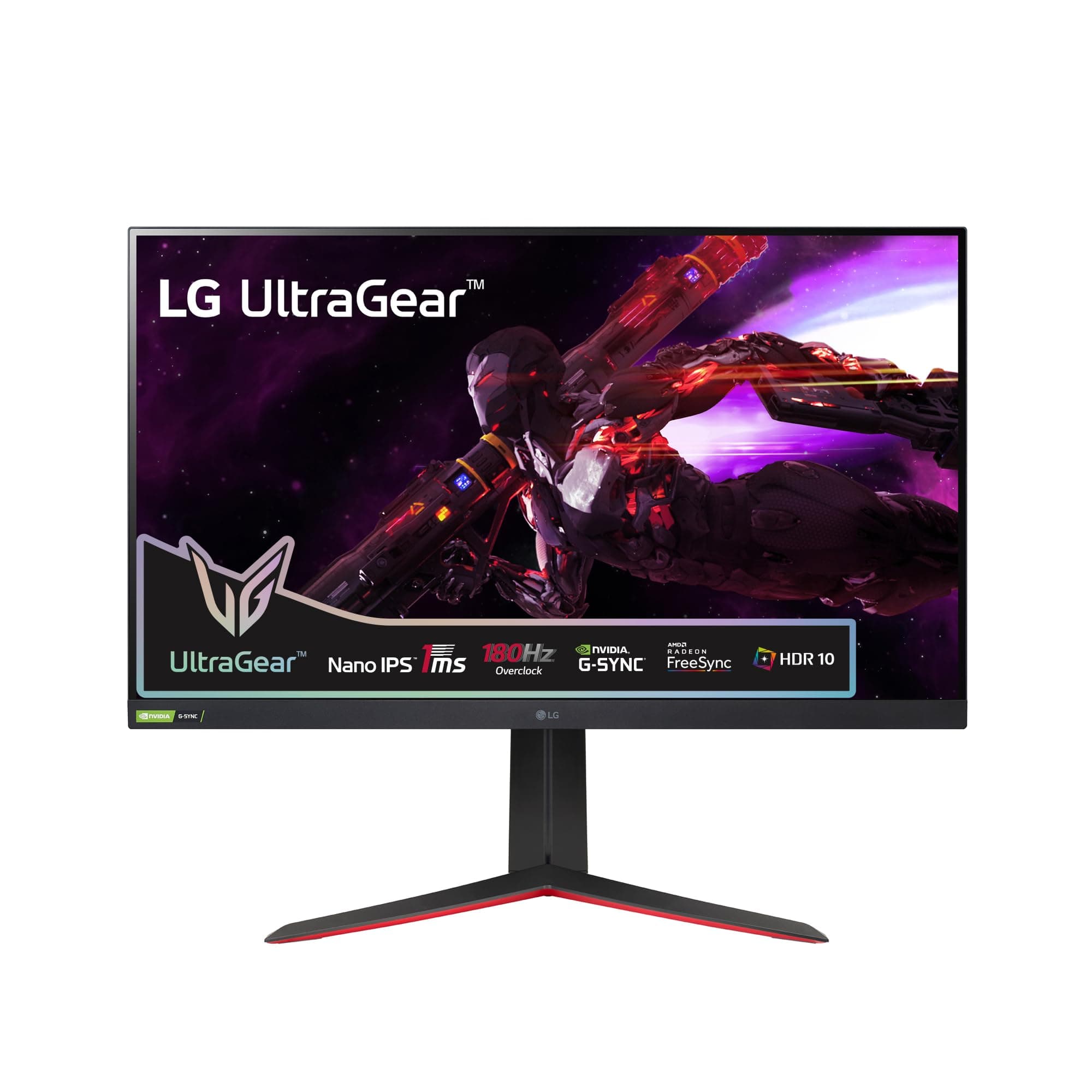 LG UltraGear Gaming Monitor 32GP850-B, 32 Inch, 1440p, 180Hz O/C, 1ms GtG, Nano IPS Panel, HDR 10, AMD FreeSync Premium, NVIDIA G-SYNC, Smart Energy Saving, HDMI, Displayport, Black/Red