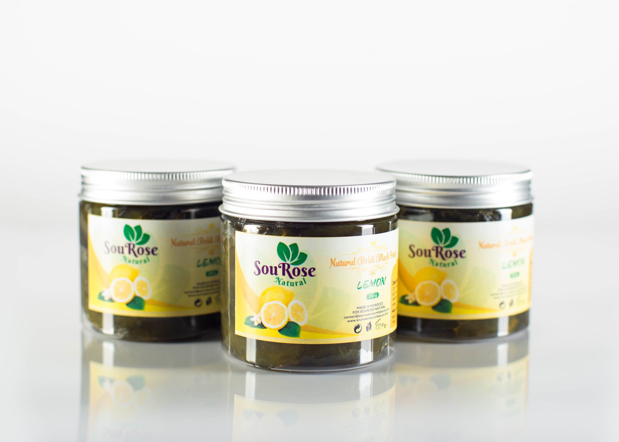 Moroccan Black Soap with Lemon Essential Oil, Black Soap with healing ingredients (200g).