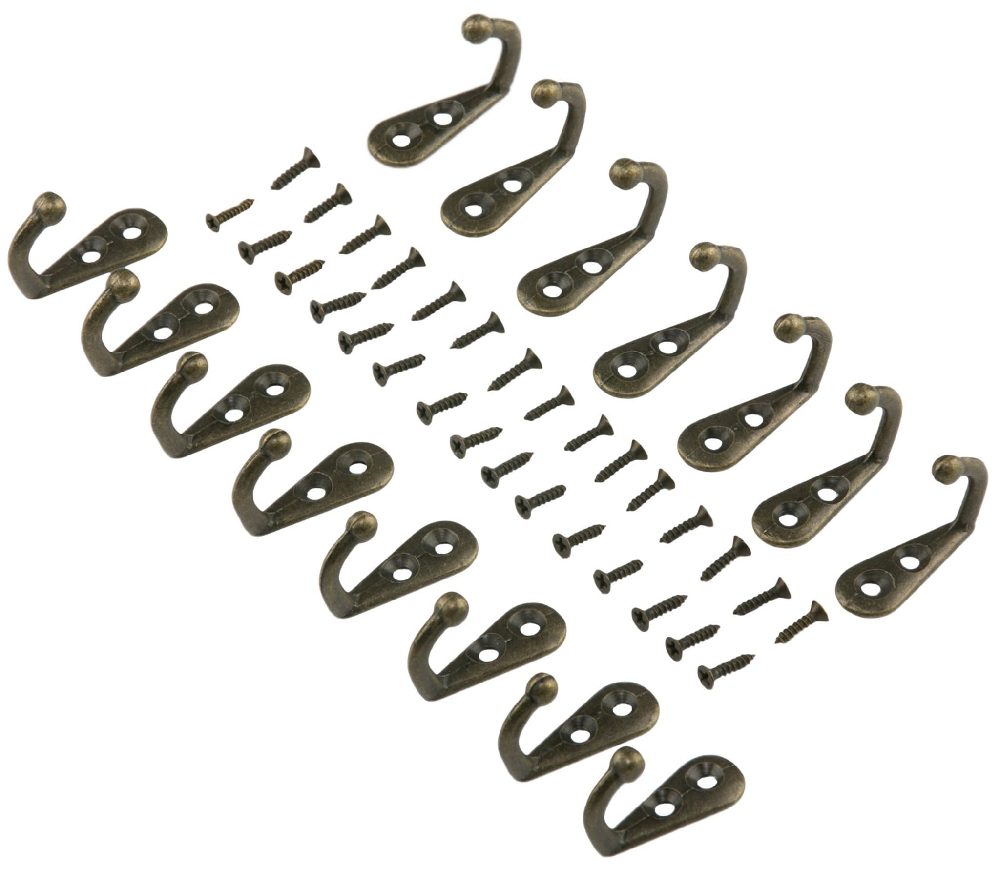 Yoodeet 15pc Vintage Bronze Wall Mounted Single Hook Hangers - For A Rustic Feel