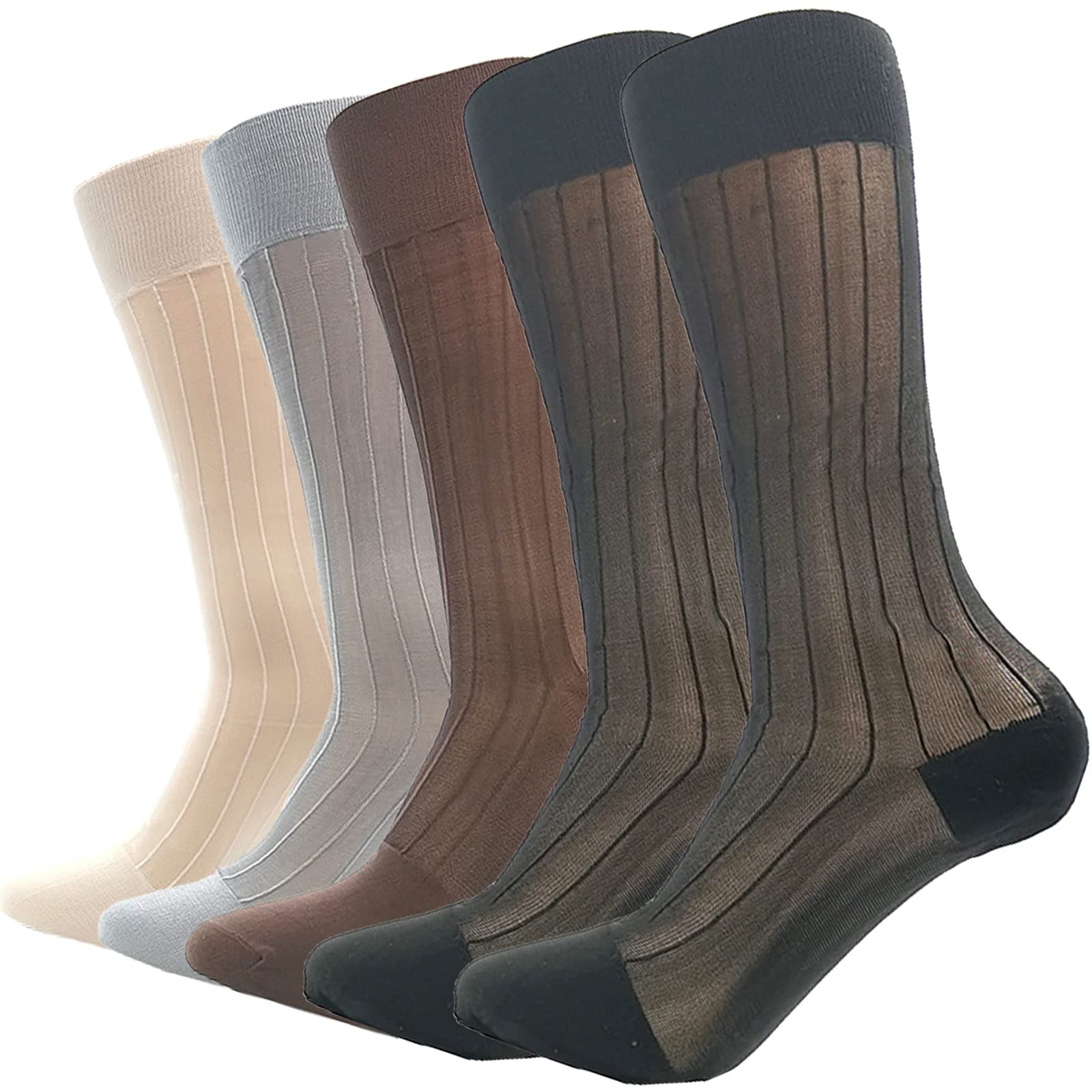 5/10 Pairs Men's Ultra Thin Socks Sheer Casual Sock Dress Socks