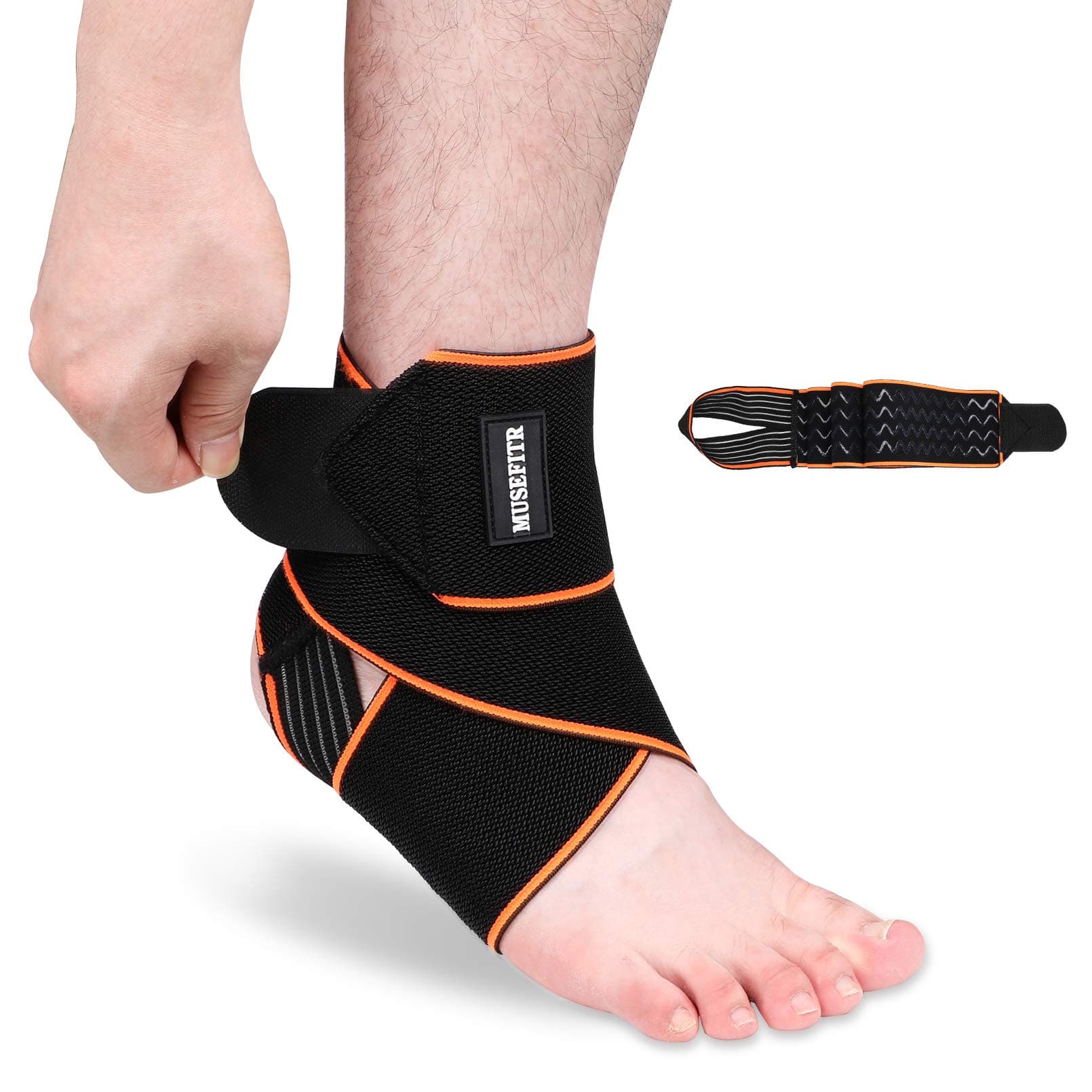 1 Pack Adjustable Ankle Brace for Women and Men, Ankle Support for Sprain Plantar Fasciitis Achilles Tendon, Compression Wrap for Volleyball Running Tennis, 1 Size fits All