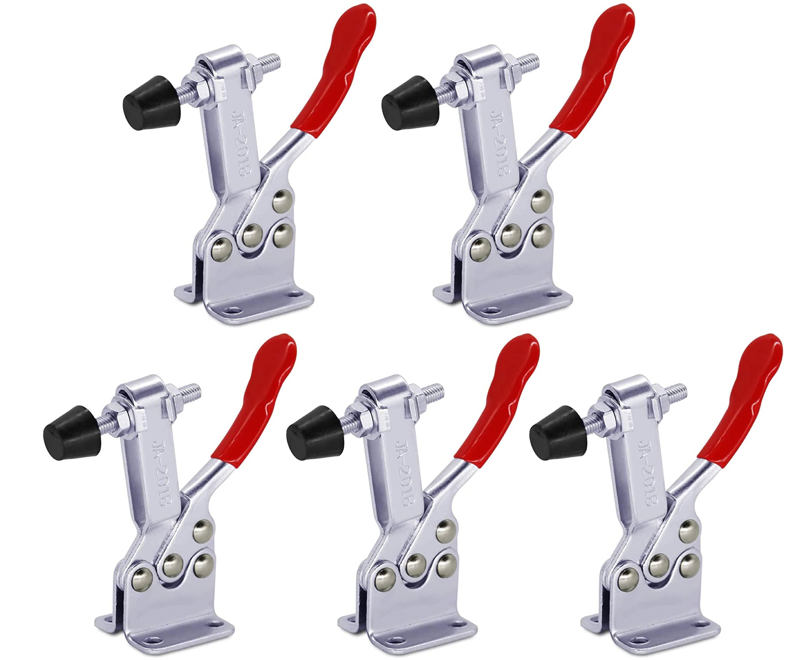 5 pack Hold Down Toggle Clamps Latch Antislip Red 201B Hand Tool 200Lbs Holding Capacity Antislip Horizontal Quick Release Heavy Duty Toggle Clamp Tool (Industrial)