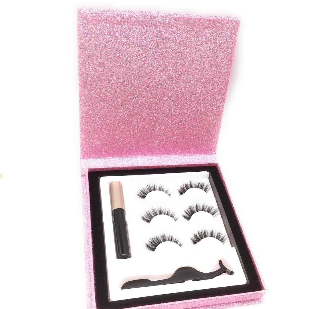 Magnetic Eyeliner With Magnetic Eyelashes, Magnetic Liquid Eyeliner With 3 Pair Different style Long Lasting Magnetic False Eyelash,Natural Look,With Tweezers