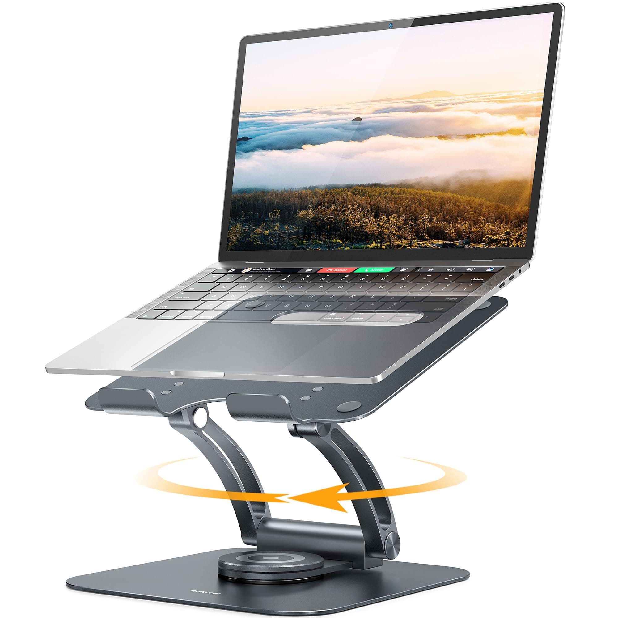 Nulaxy 360° Rotating Laptop Stand for Desk, Ergonomic Notebook Riser with Adjustable Swivel Base Foldable Computer Holder Portable Office Accessories Compatible with All 10-17" Laptops