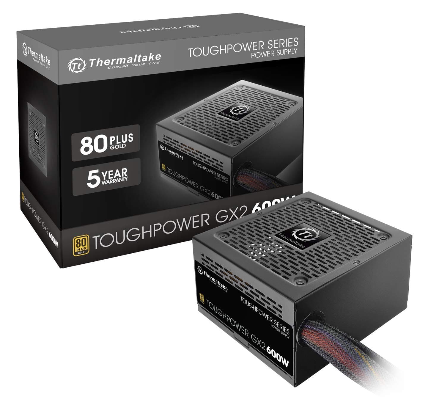 Toughpower GX2 80+ Gold 600W SLI/Crossfire Ready Continuous Power ATX 12V V2.4/EPS V2.92 Non Modular Power Supply 5 Year Warranty PS-TPD-0600NNFAGU-2