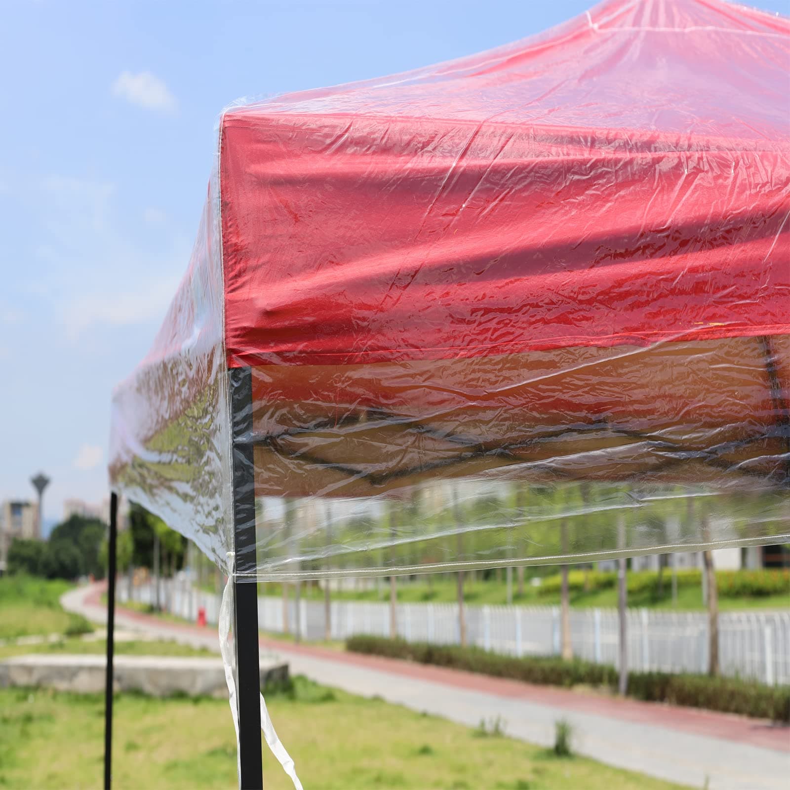 PPLONG-GE Gazebo Cover, 3 x 3m Transparent Waterproof Double Roof Protective Tarpaulin for Outdoor Garden Tent Party Tent