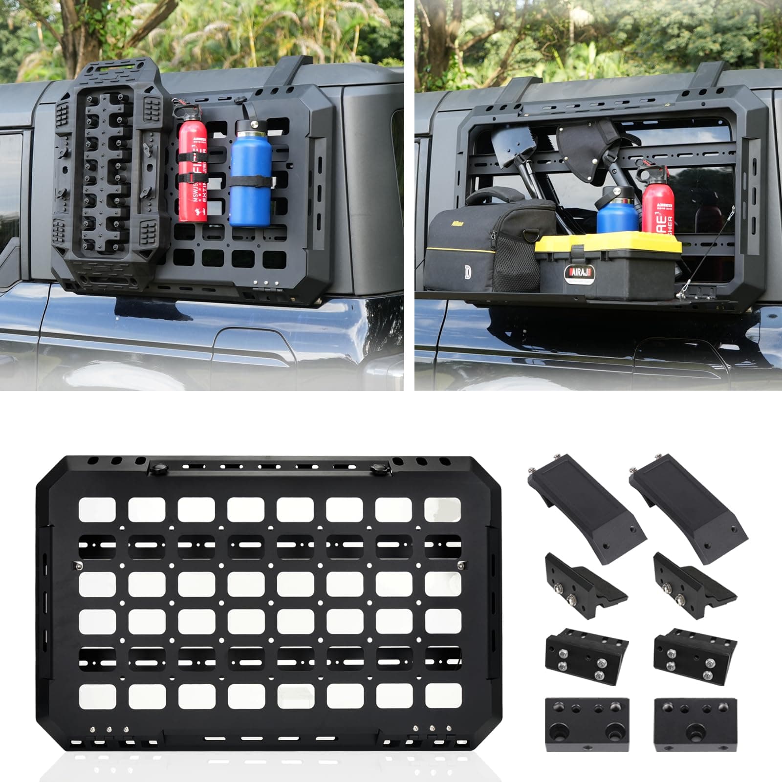 MAIKER OFF ROAD Rear Side Window Molle Panel, Tactical Modular Storage Panel System, Rear Window Storage Box for Tools MOLLE Accessories Compatible with Ford Bronco 2021-2024 4-Door Hardtop