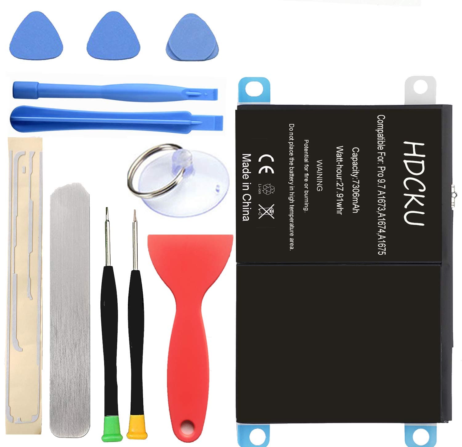 A1664 Battery Replacement Kit for Apple iPad Pro 9.7 inch Battery 7306mAh 2016 Edition Internal New A1673 A1674 A1675 with Repair Tools