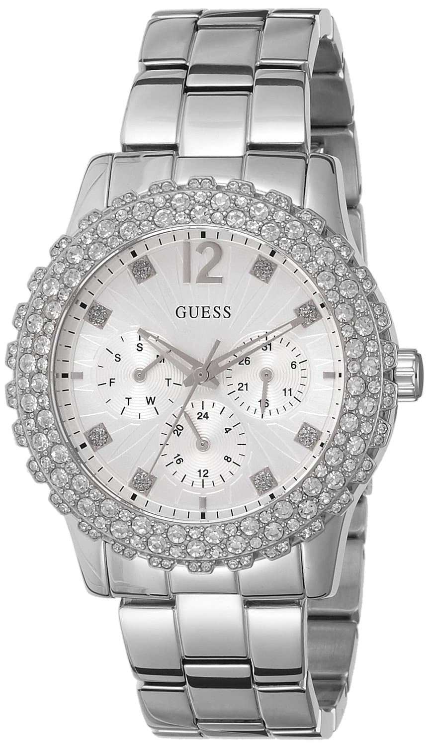 GUESS W0335L1 Women's Watch Analogue Quartz Silver Dial Silver Steel Strap