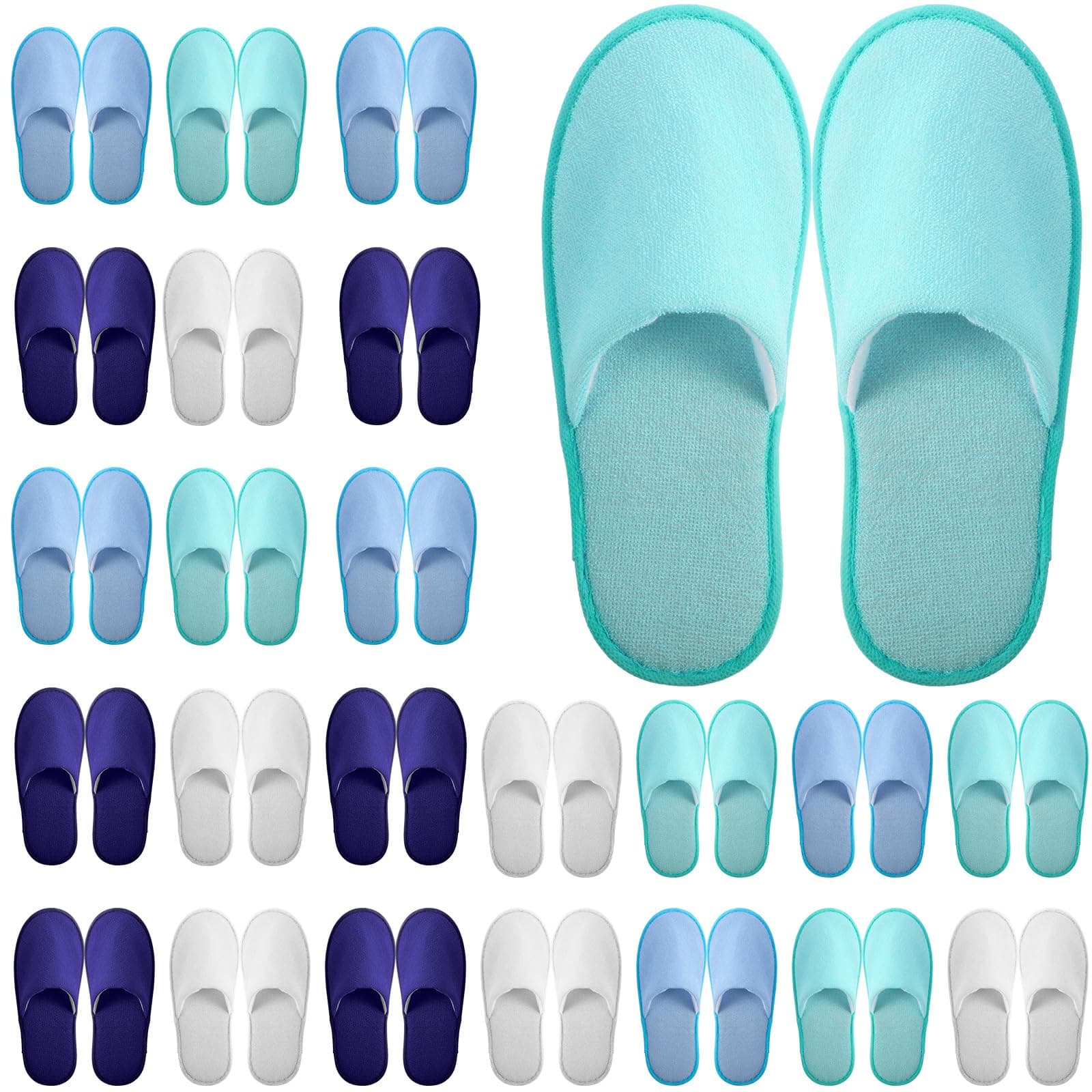 24 Pairs Disposable Slippers for Guests Bulk 2 Size Cotton Soft Spa Hotel House Slippers for Women Men Wedding Party Shoeless Home Indoor Travel