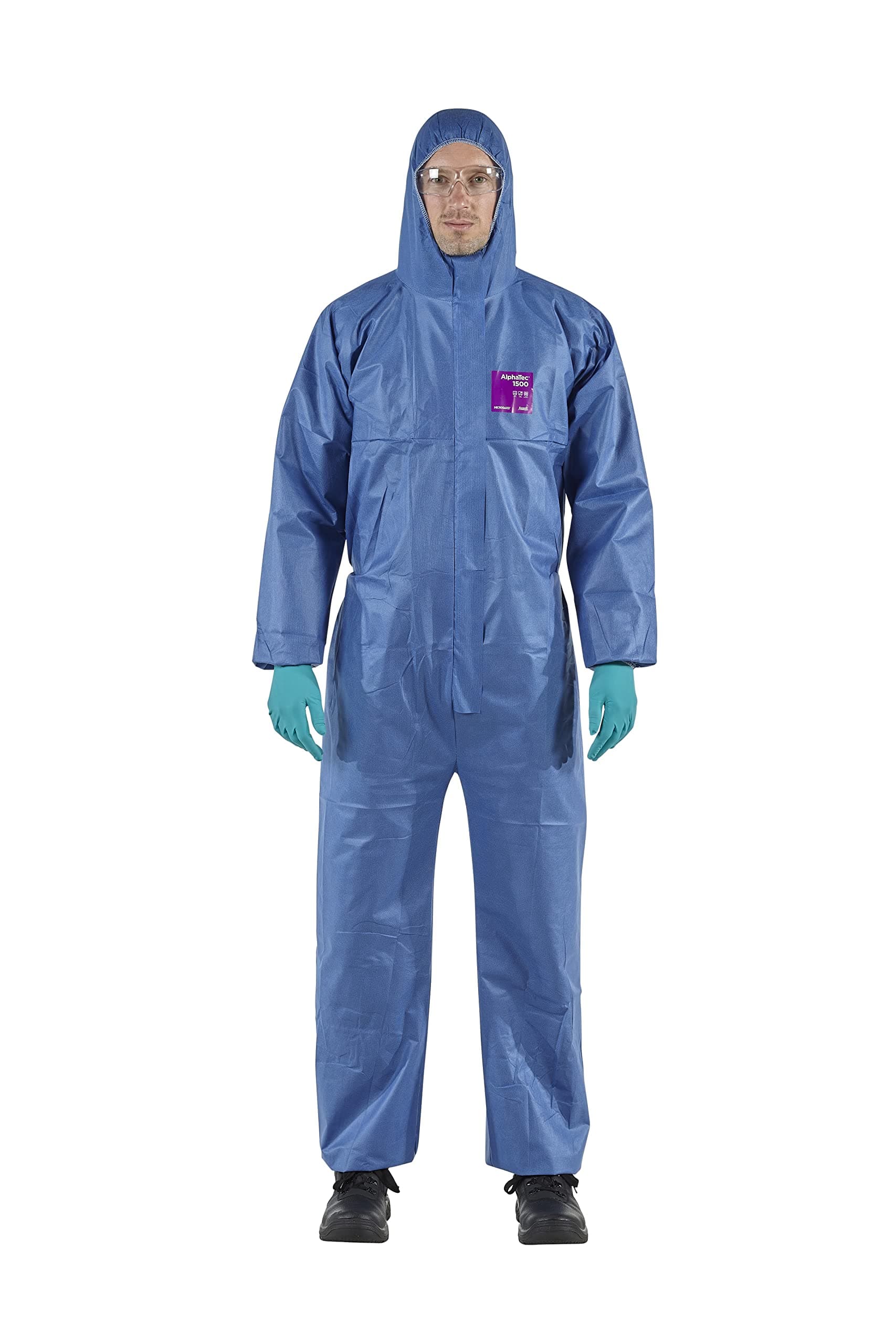 AlphaTec Bodysuit, Disposable Work Overall with Hood, Chemical Protection, Industrial Safety Workwear, Men Women (1 Unit)