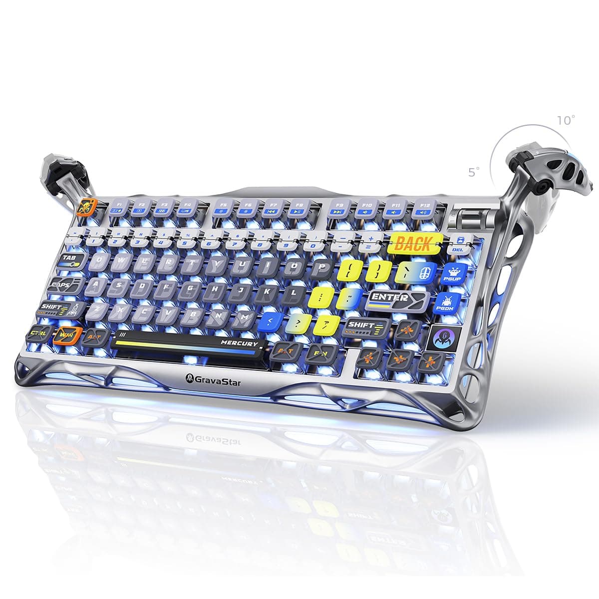 GravaStar Mercury K1 Pro 75% Wireless Mechanical Gaming Keyboard, Gasket Compact Custom Keyboard Hot-Swap Socket, Linear Switches, with RGB Backlit & Frame (Interstellar Silver)