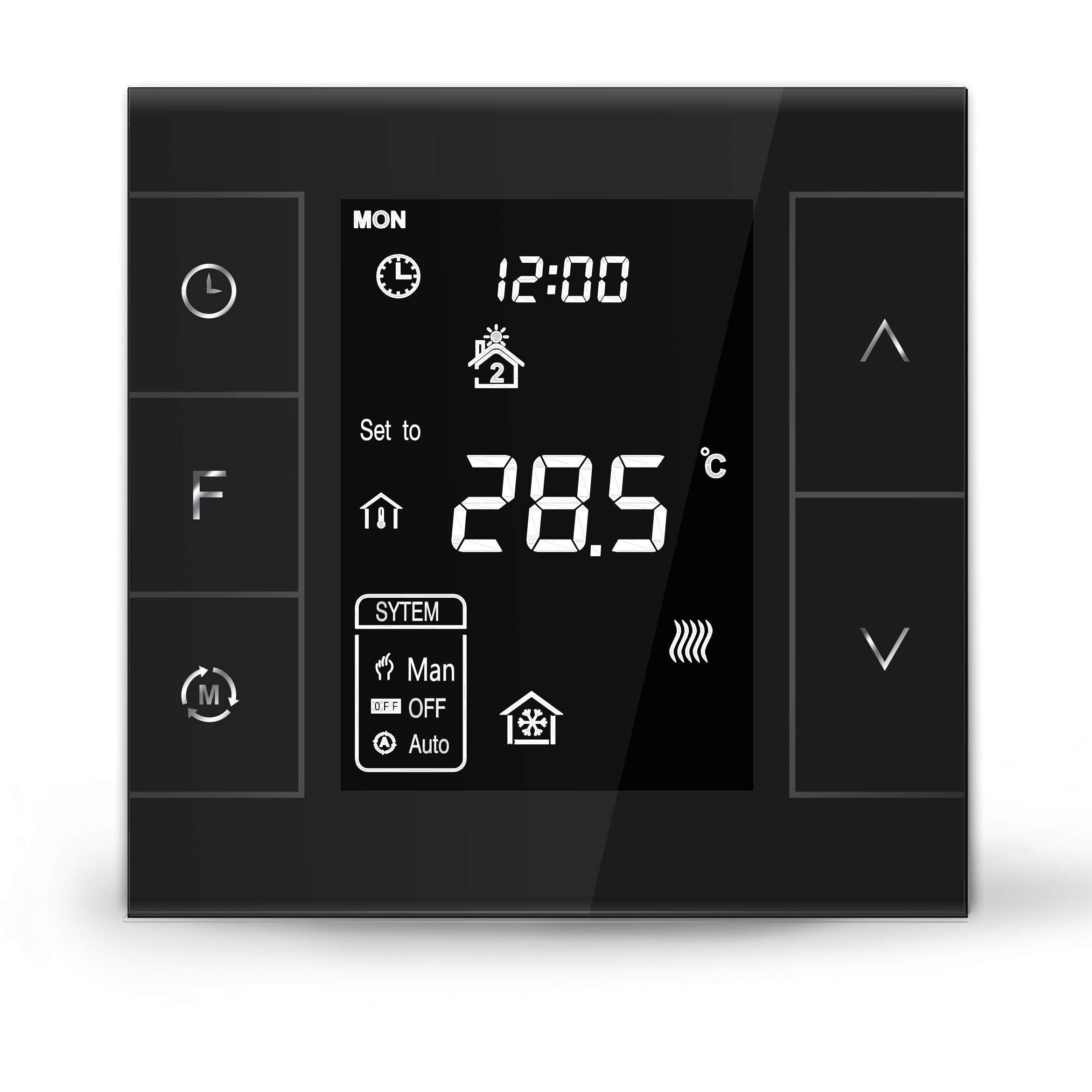 UnderFloor Heating Thermostat LCD Touch Screen Programmable with Floor Sensor Z-Wave-Enabled Device (for Electric Heating System, Black)