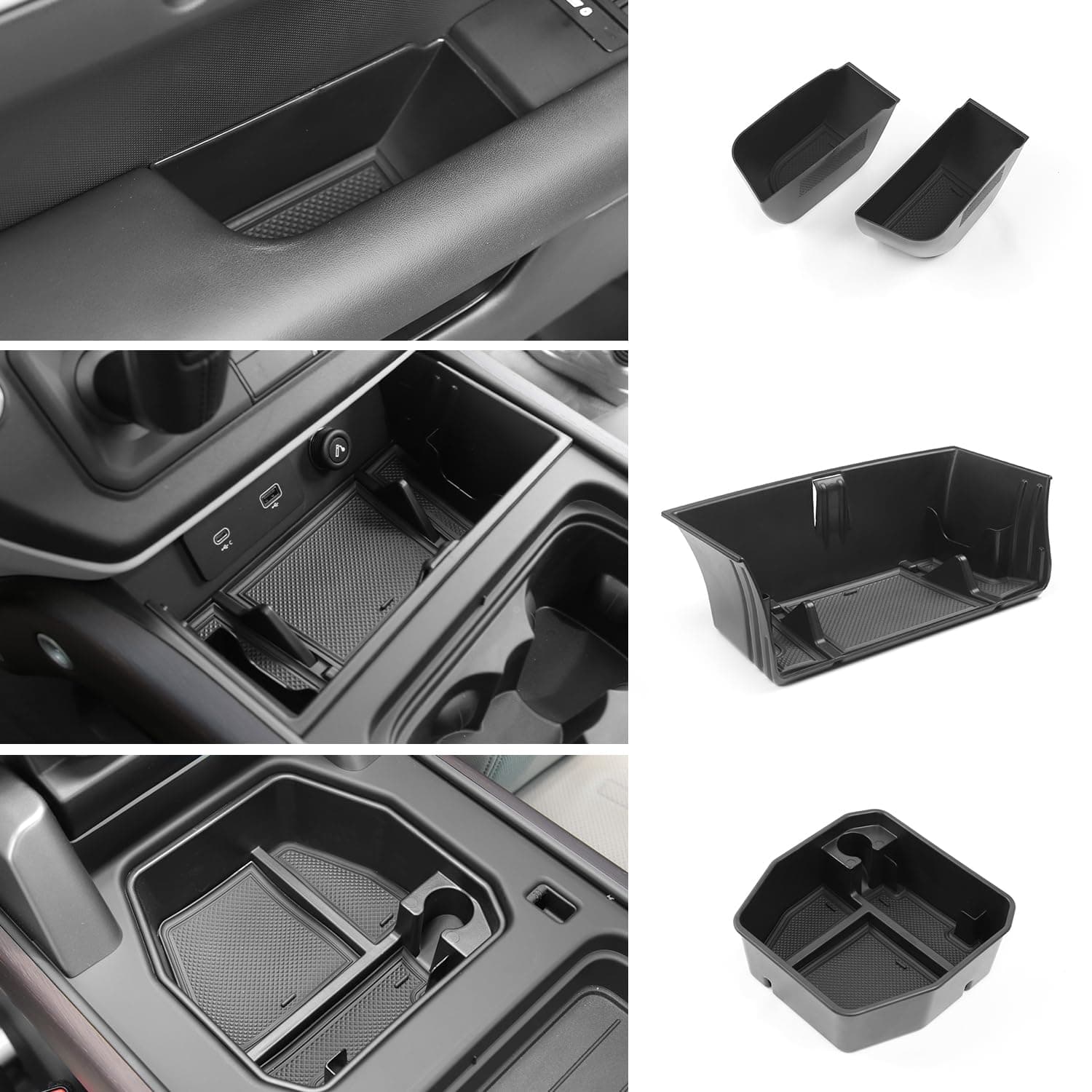 4PCS Center Console Organizer Tray Compatible with 2020-2024 Land Rover Defender 90 110 130 (ONLY for No Refrigerator Version) Armrest Storage Box Door Handle Pocket Insert Interior Accessories