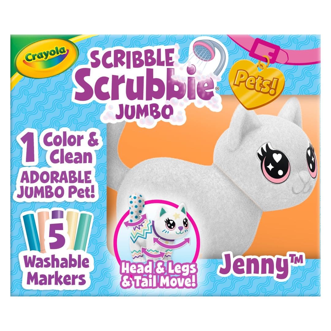 Crayola Scribble Scrubbie Jumbo (6 inch), Posable Kids Toy, Cat, Coloring Gift
